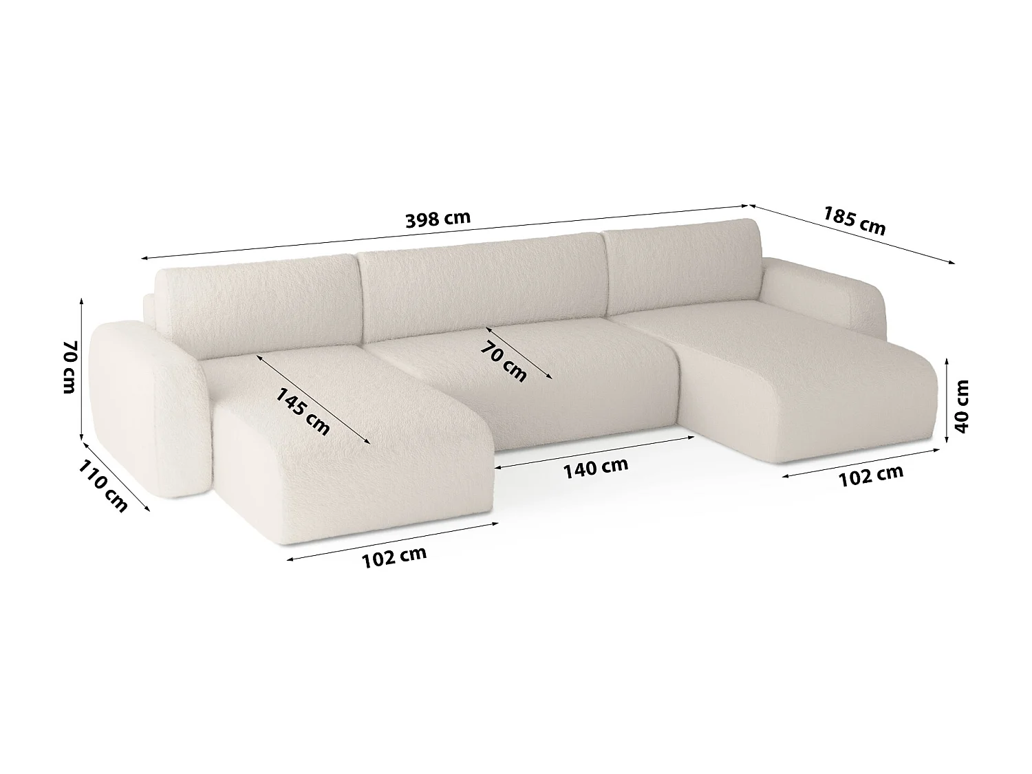 CANAPÉ PANORAMIQUE Tissu bouclé Sassari U Beige (Anthology 2)