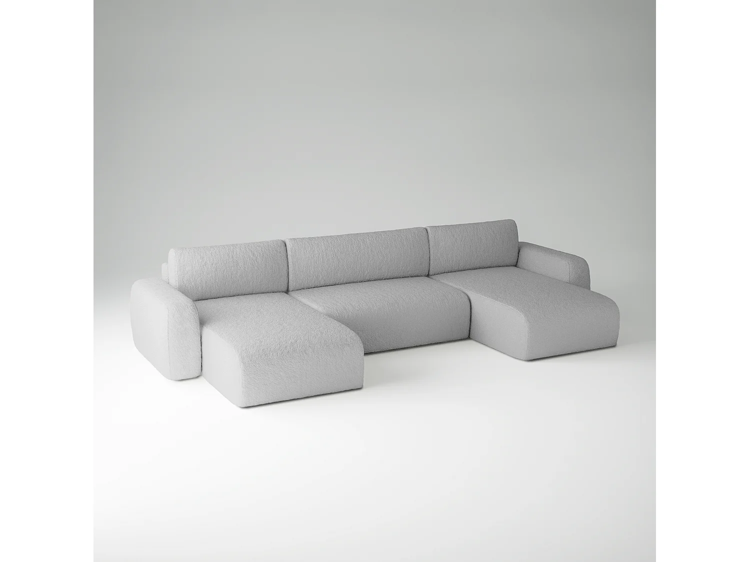 CANAPÉ PANORAMIQUE Tissu bouclé Sassari U Argent (Anthology 15