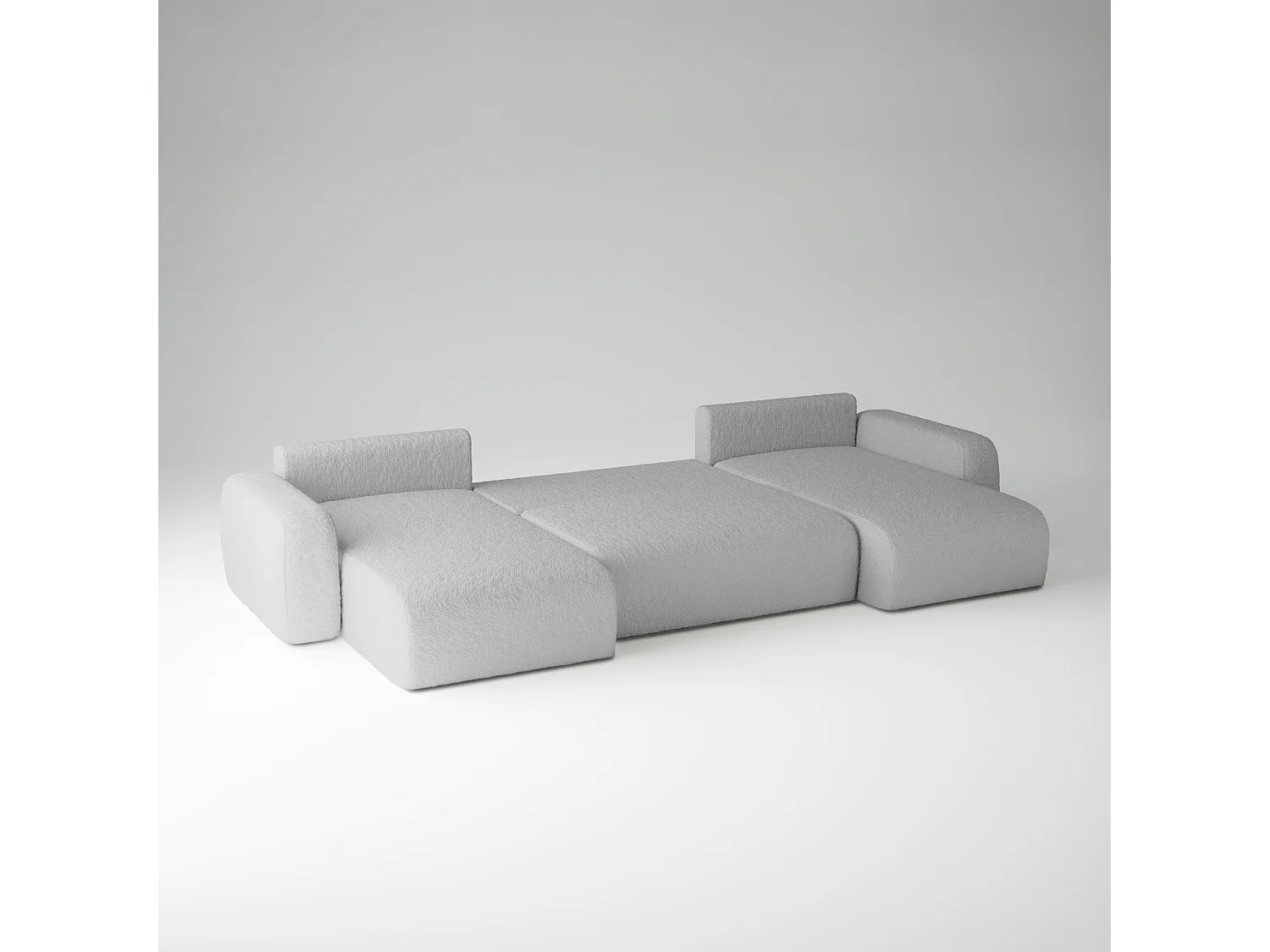CANAPÉ PANORAMIQUE Tissu bouclé Sassari U Argent (Anthology 15
