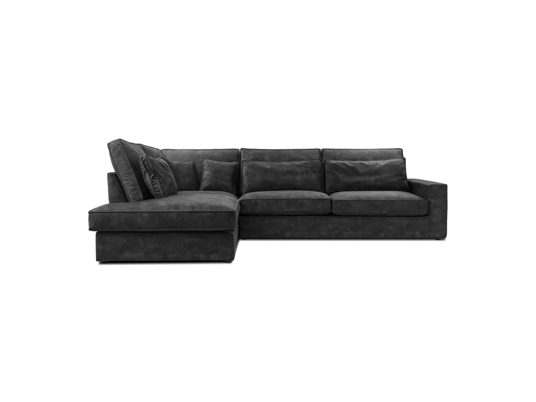 Kauf Unique ECKSOFA Couch Sofagarnitur Haidi Schwarzgrau Links