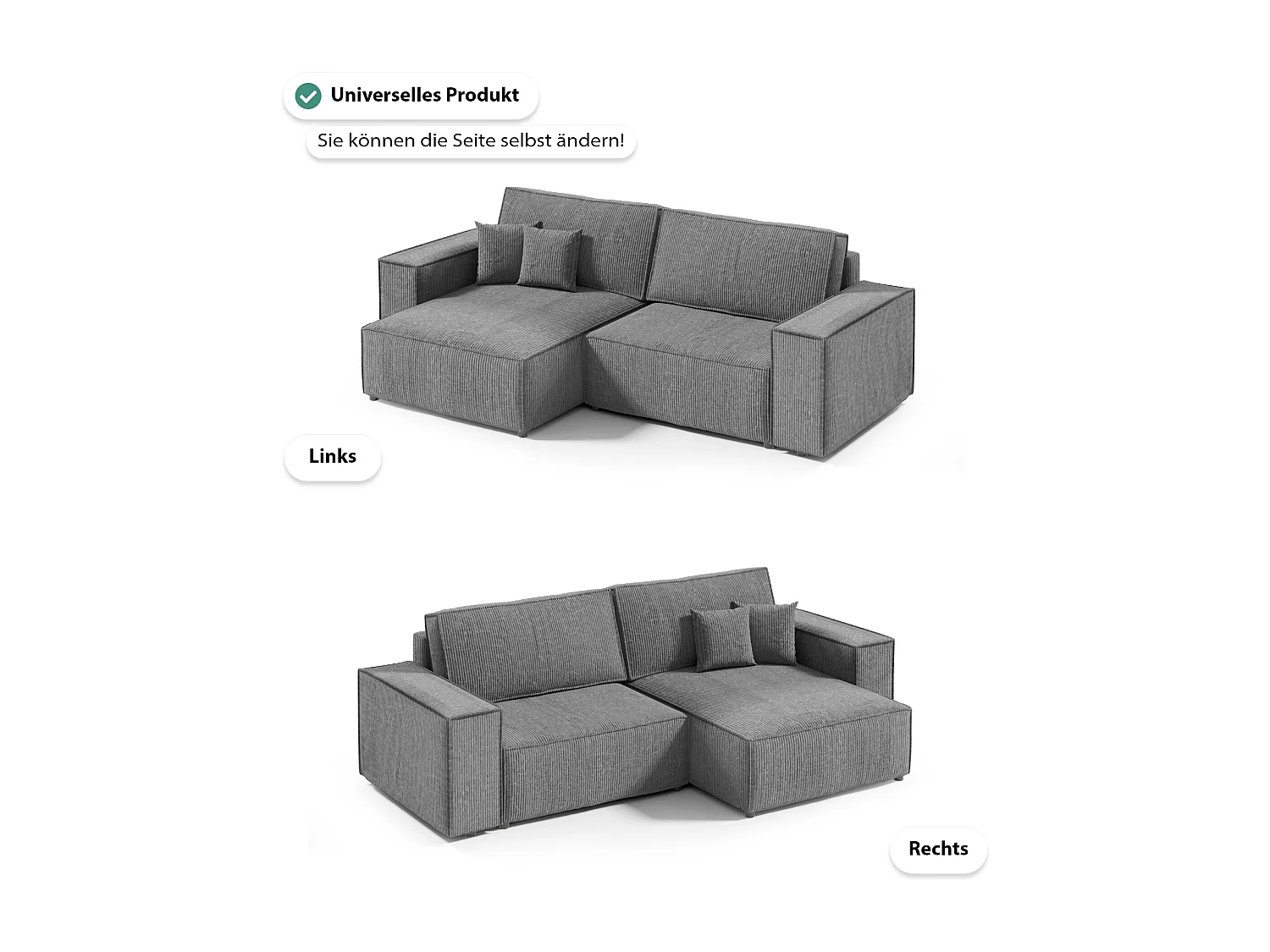 ECKSOFA Schlaffunktion Bento mini Dunkelgrau (Poso 60)