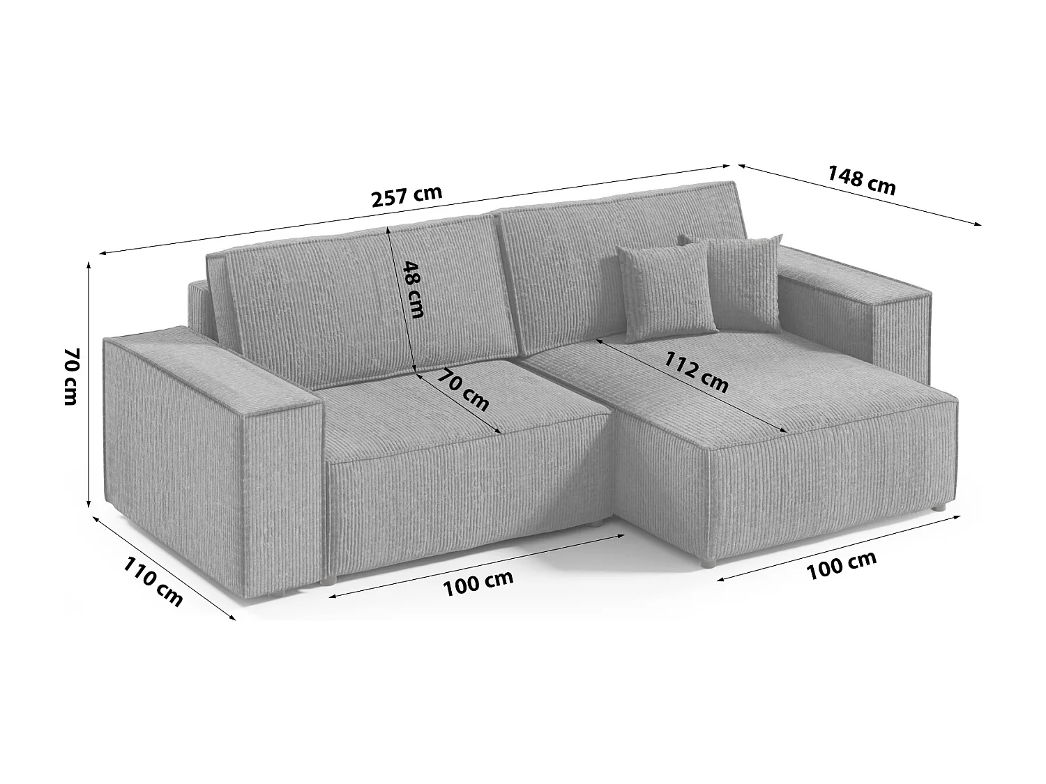 ECKSOFA Schlaffunktion Bento mini Dunkelgrau (Poso 60)