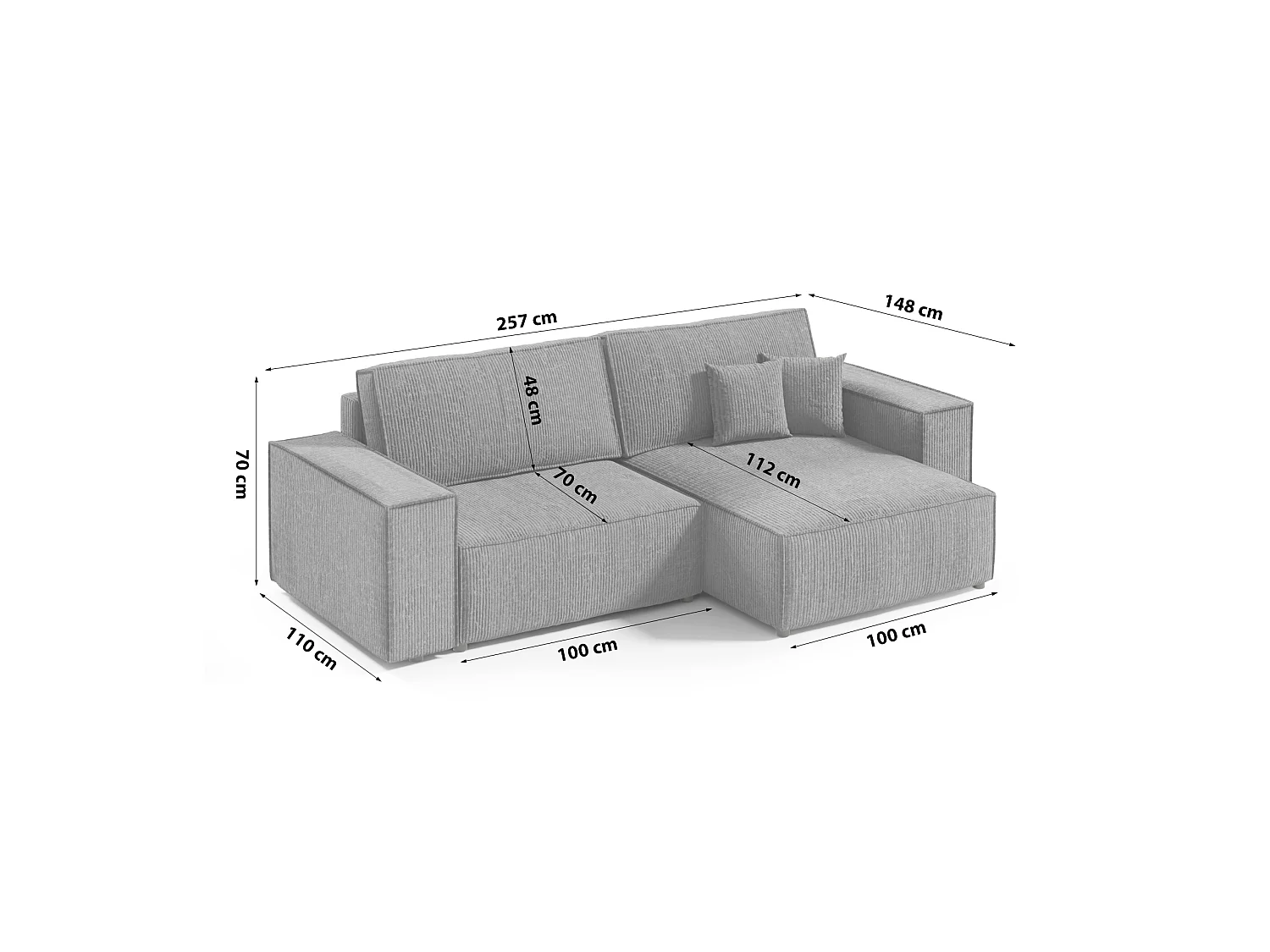 ECKSOFA Schlaffunktion Bento mini Dunkelgrau (Poso 60)