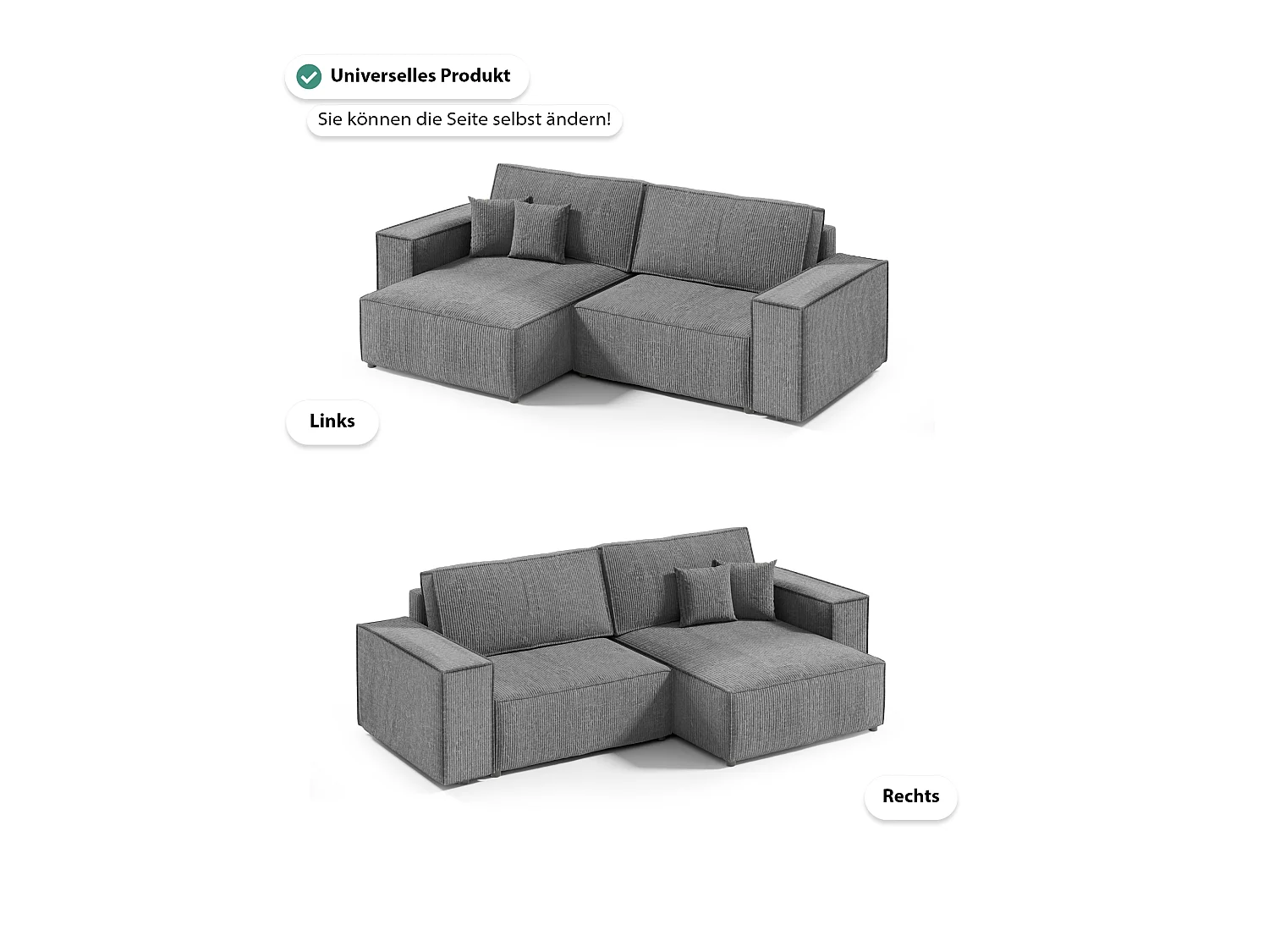 ECKSOFA Schlaffunktion Bento mini Dunkelgrau (Poso 60)