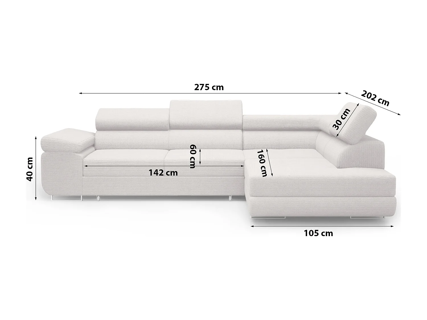 ECKSOFA Schlaffunktion Kosma Creme (Poso 100)