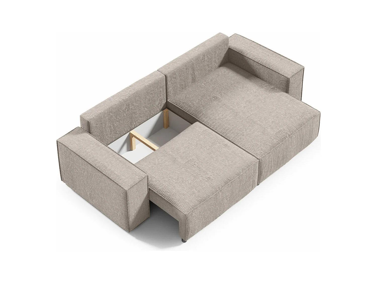 Canapé d'angle avec fonction couchage Bento mini en couleur beige