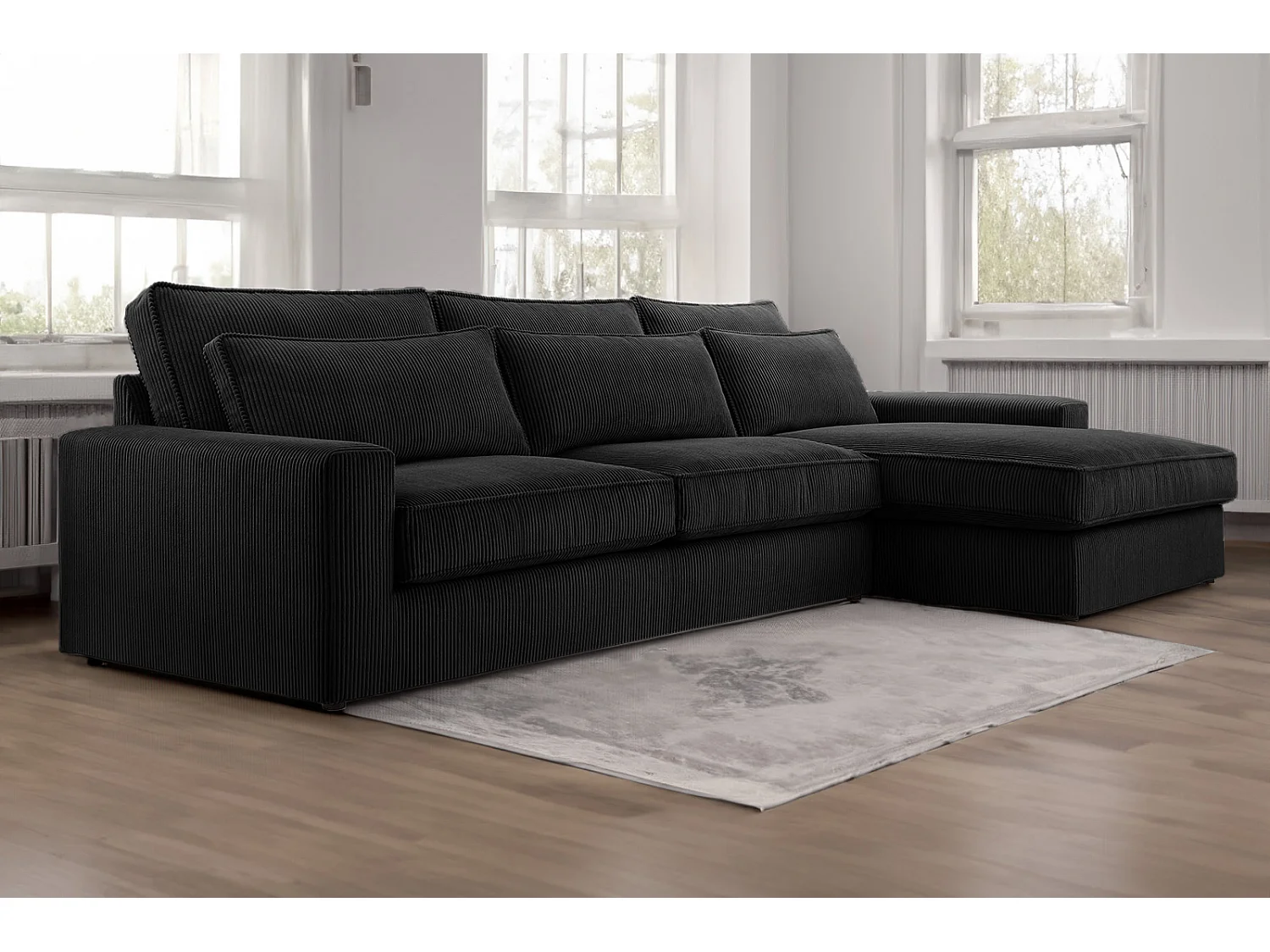 ECKSOFA Eckcouch Burla Mini Schwarz (Lincoln 100)
