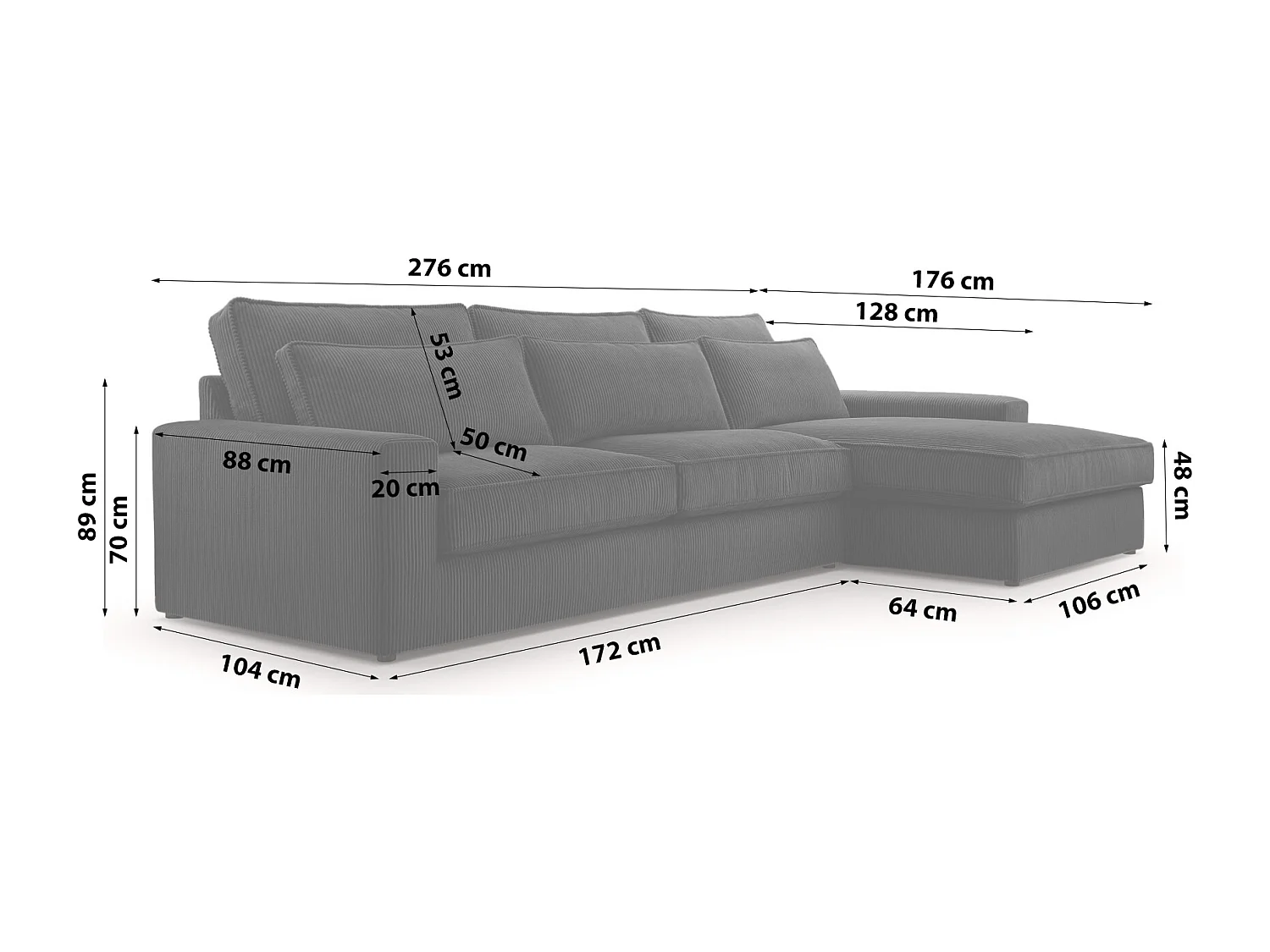 ECKSOFA Eckcouch Burla Mini Schwarz (Lincoln 100)