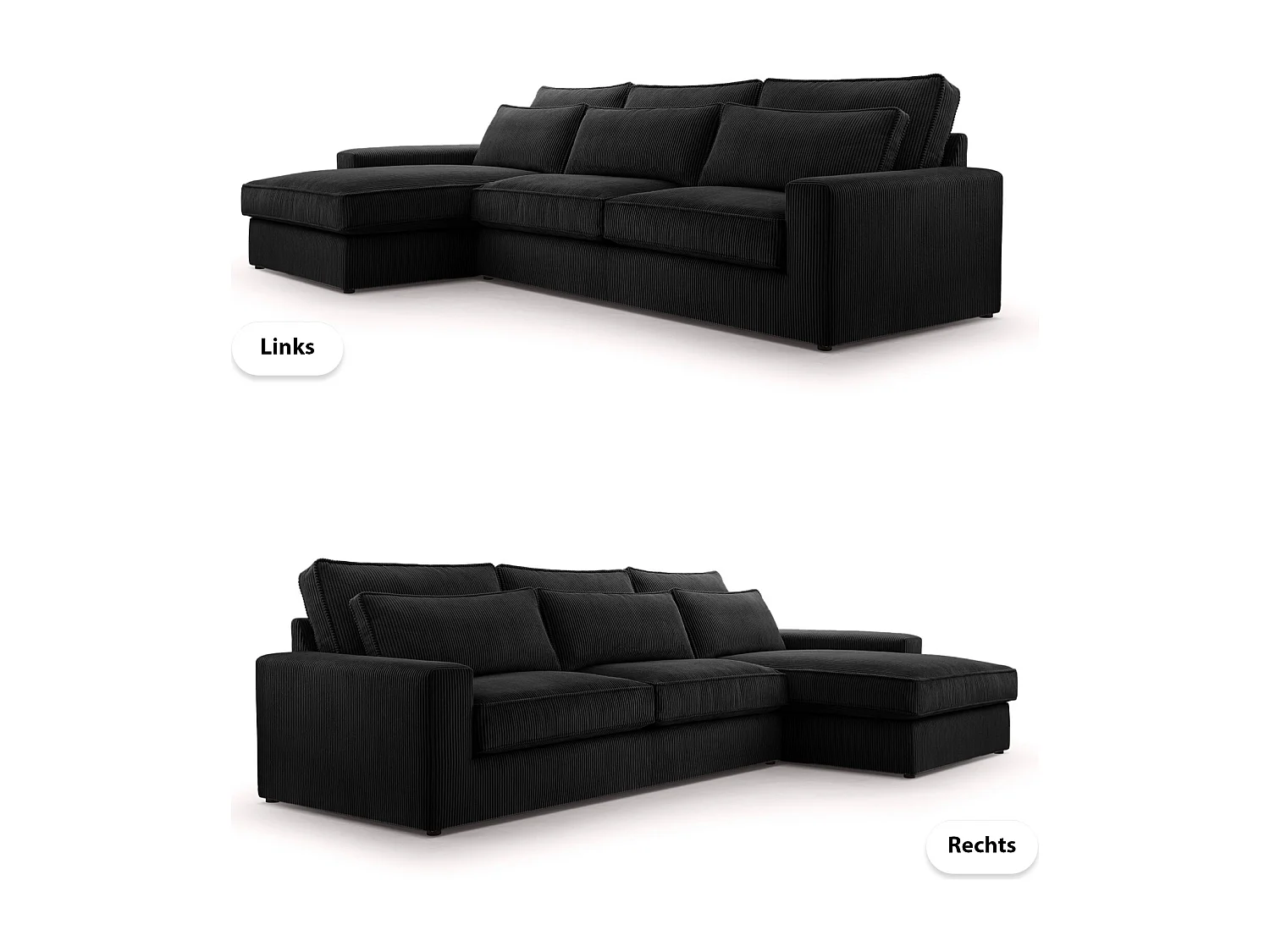 ECKSOFA Eckcouch Burla Mini Schwarz (Lincoln 100)