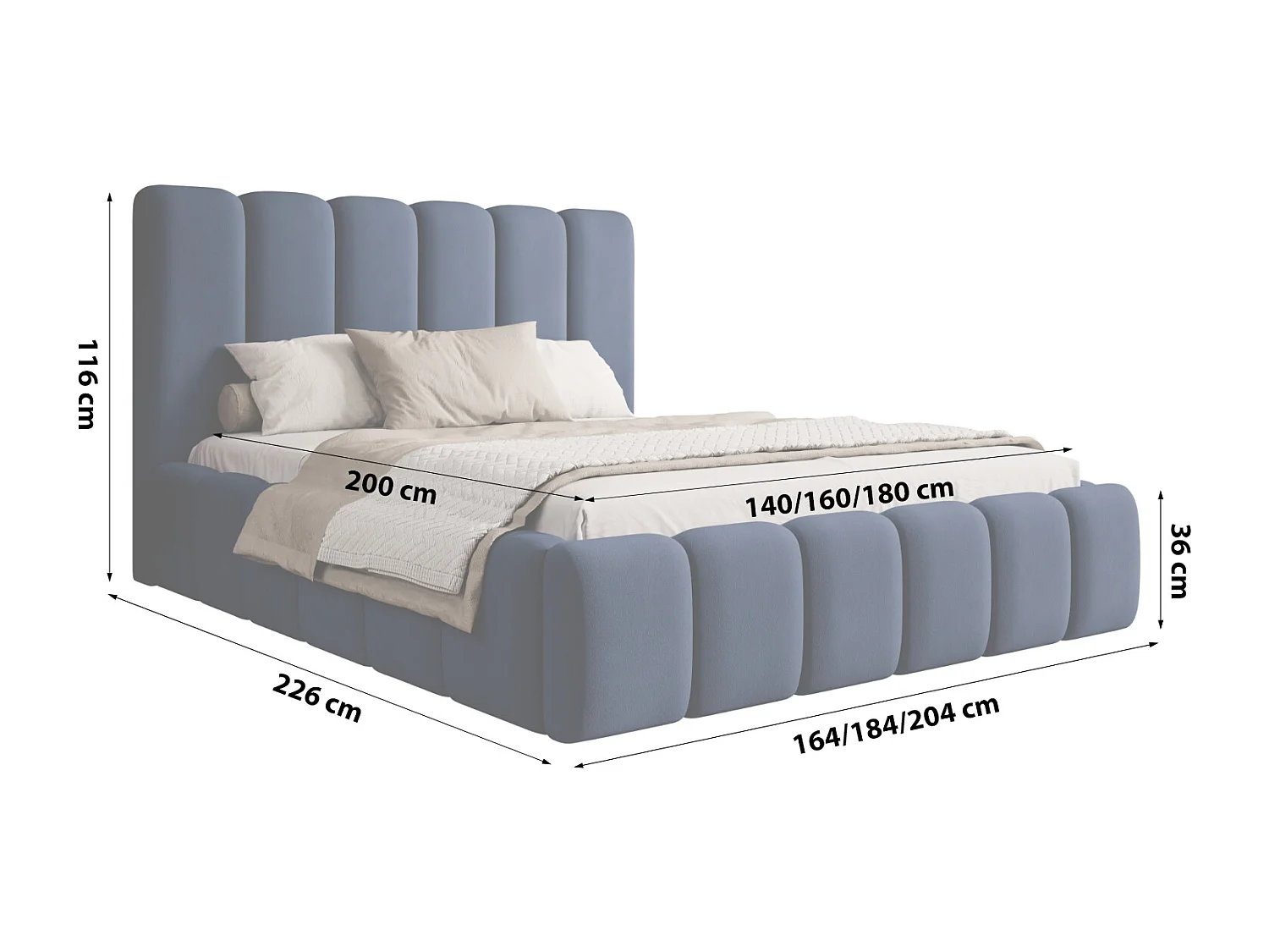 LIT TAPISSÉ avec coffre de rangement Rimini Bleu foncé 180x200 cm