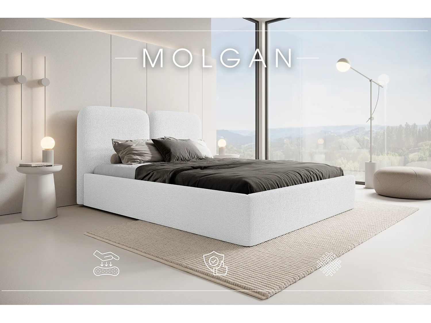 POLSTERBETT mit Bettkasten Molgan Creme 160x200 cm