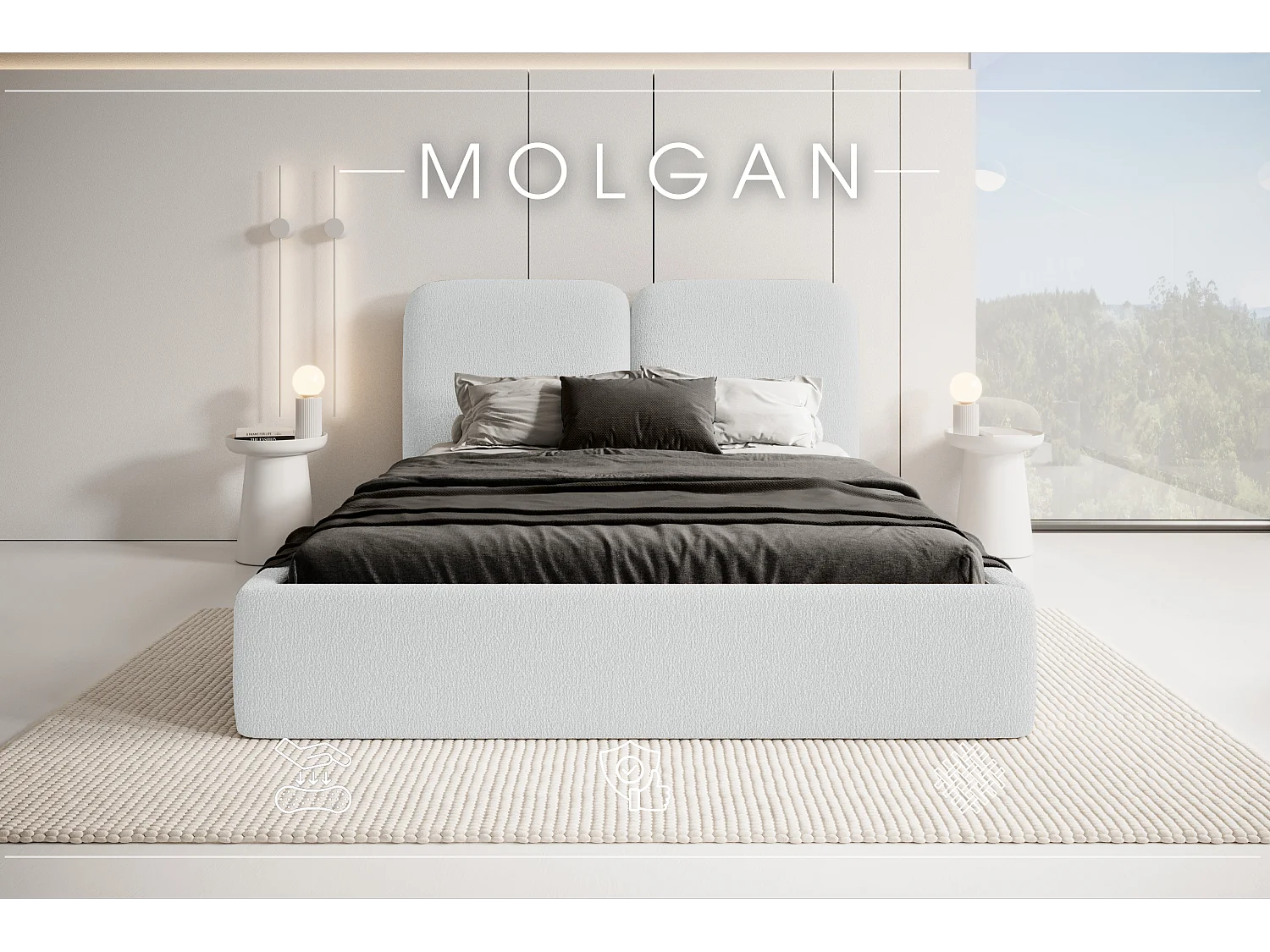 POLSTERBETT mit Bettkasten Molgan Creme 160x200 cm