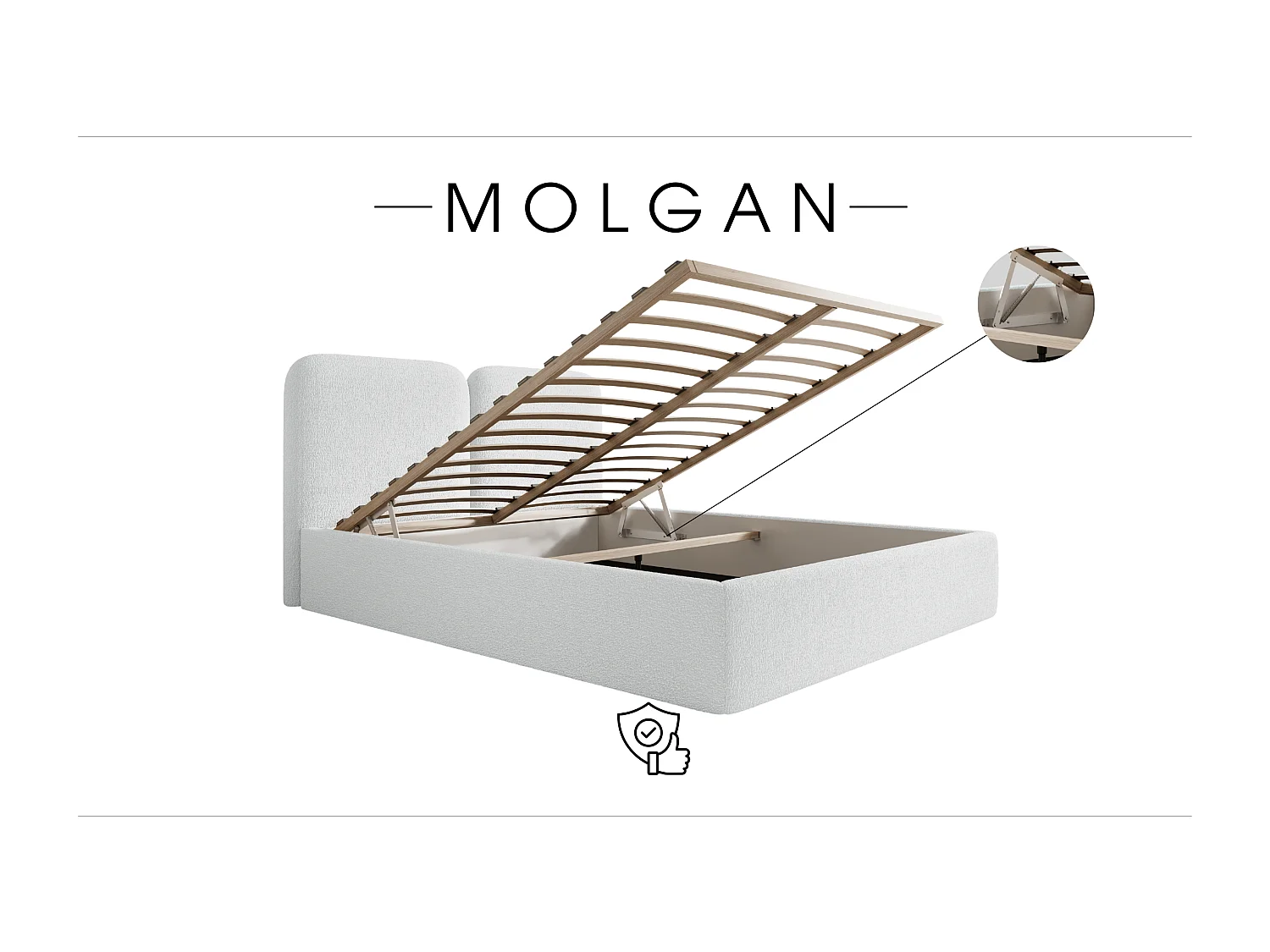 POLSTERBETT mit Bettkasten Molgan Creme 160x200 cm