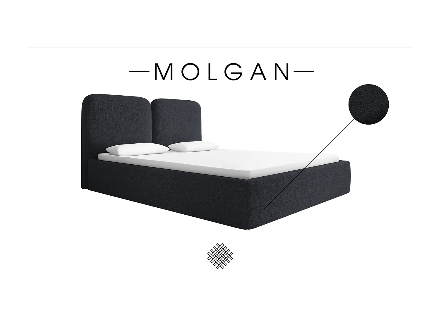LIT CAPITONNÉ avec coffre de lit Molgan Gris foncé 160x200 cm