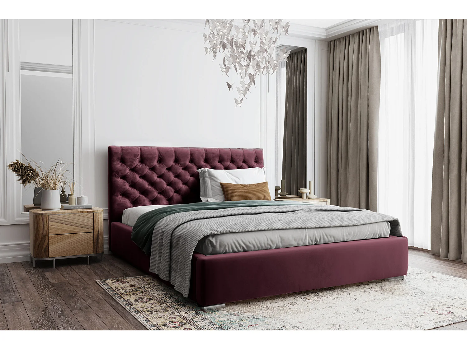 POLSTERBETT Doppelbett Mering Rot 180x200 cm