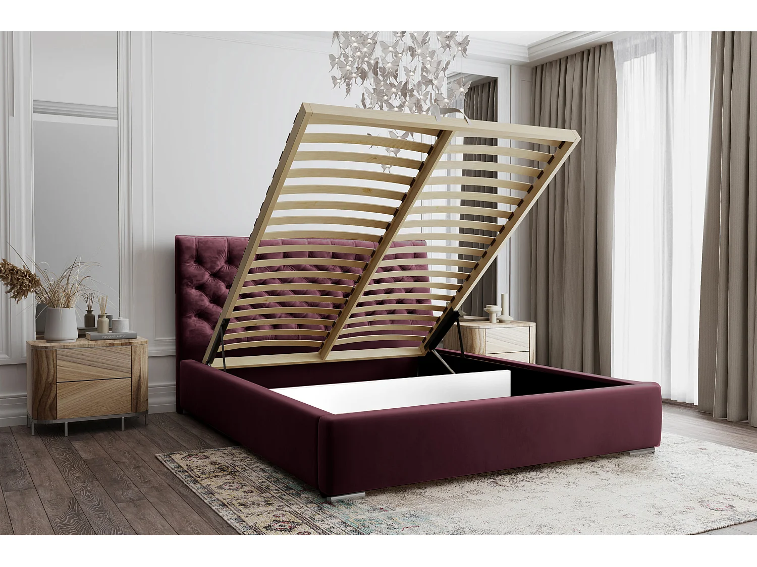 POLSTERBETT Doppelbett Mering Rot 180x200 cm