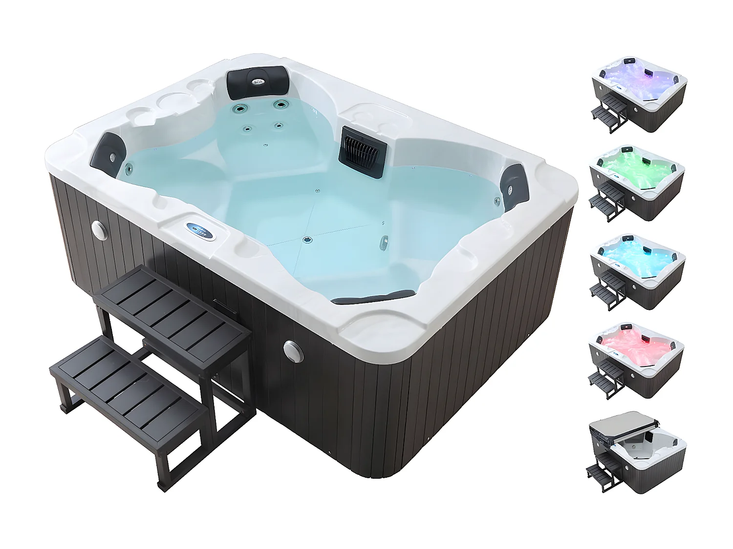 Spa LED "Haïti" 4 places - Enceintes bluetooth intégrées - Blanc