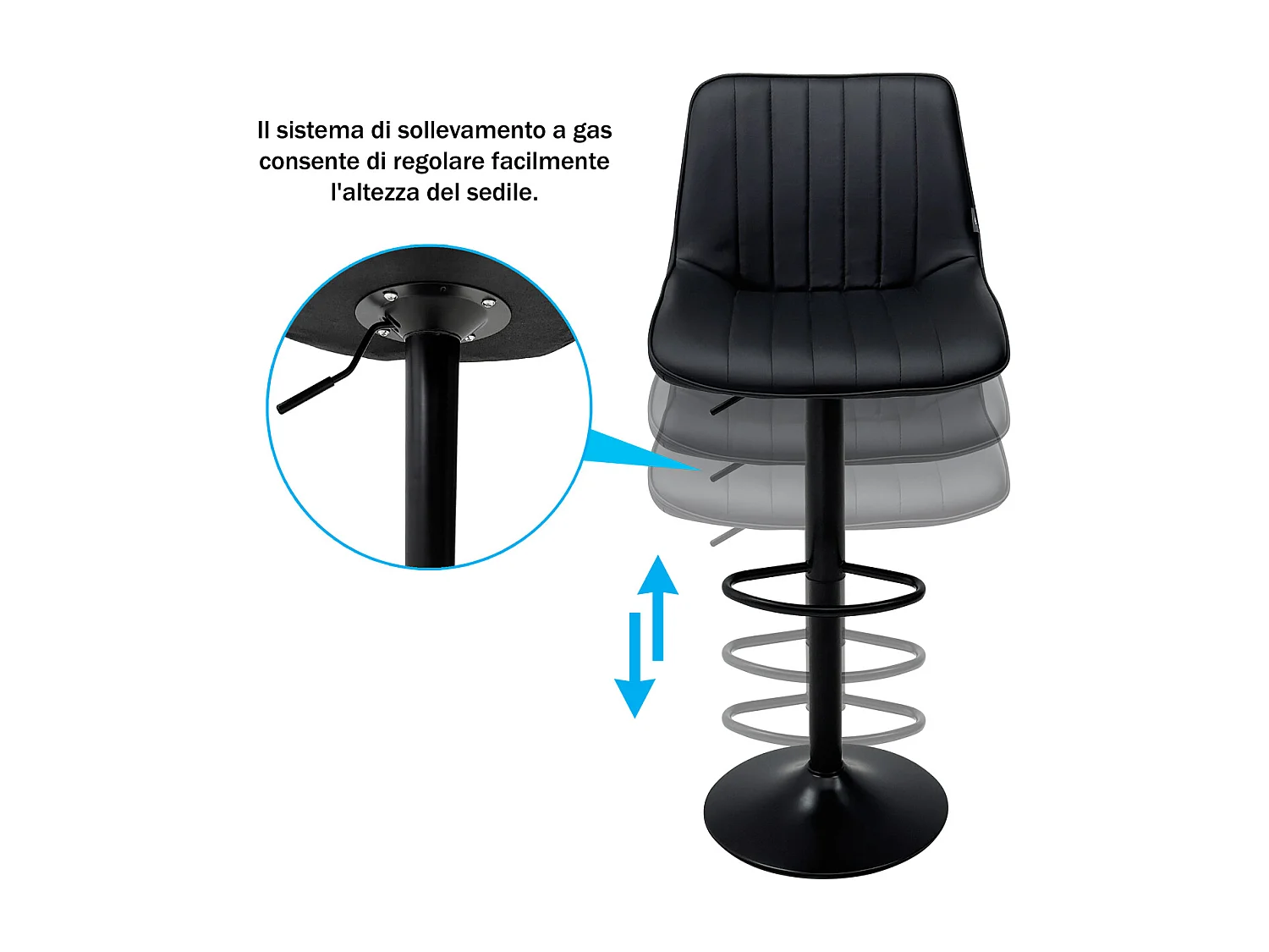 Sgabello cucina nero, sgabello alto bar mod. Eric