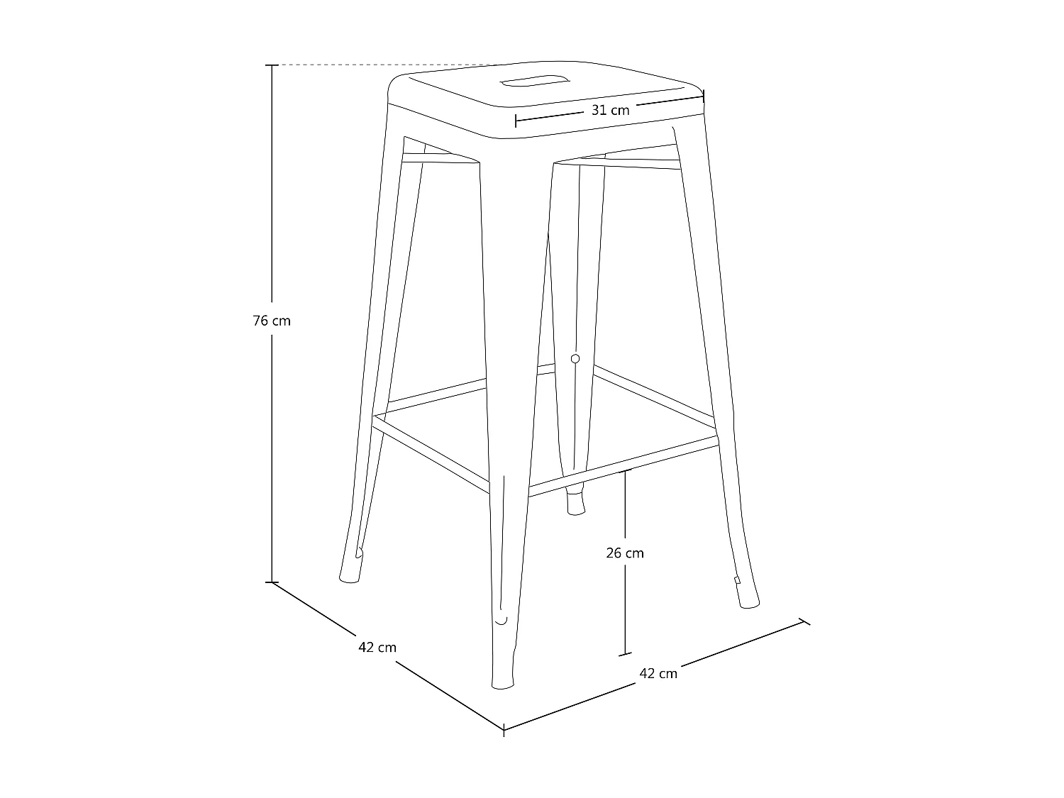 Sgabello bar cucina impilabile, sgabello industriale in metallo grigio mod. Maggie