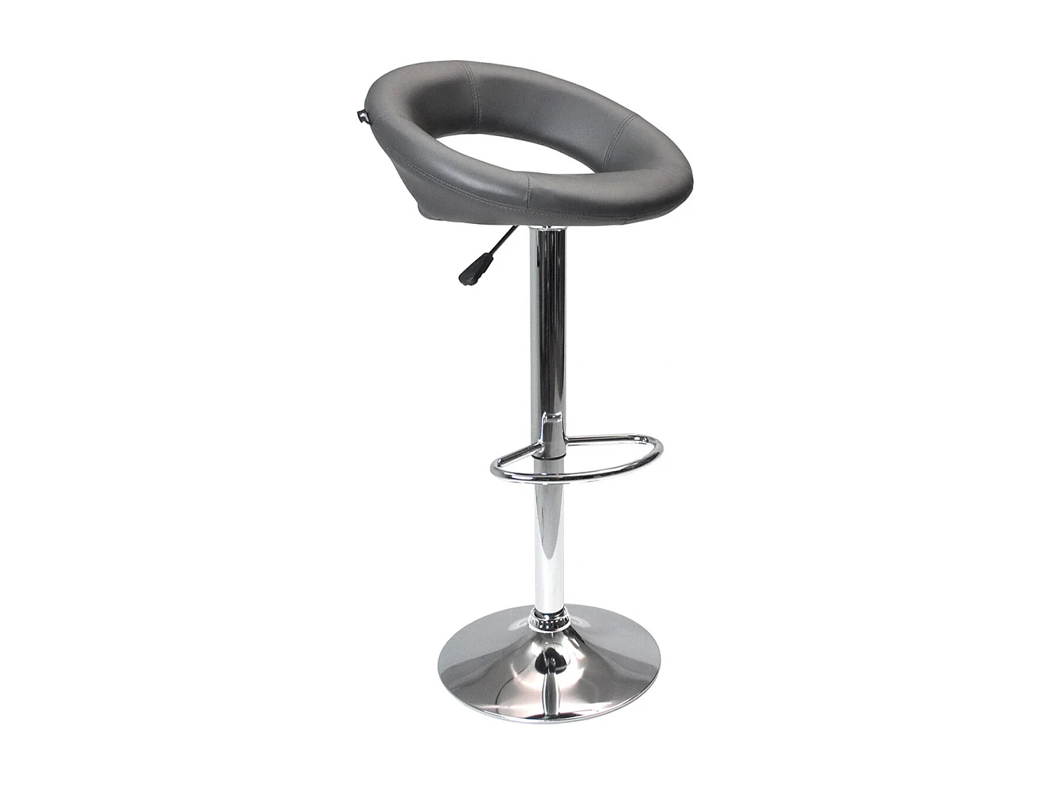 Sgabello da bar cucina regolabile girevole mod.Olbia in ecopelle grigio con schienale e poggiapiedi