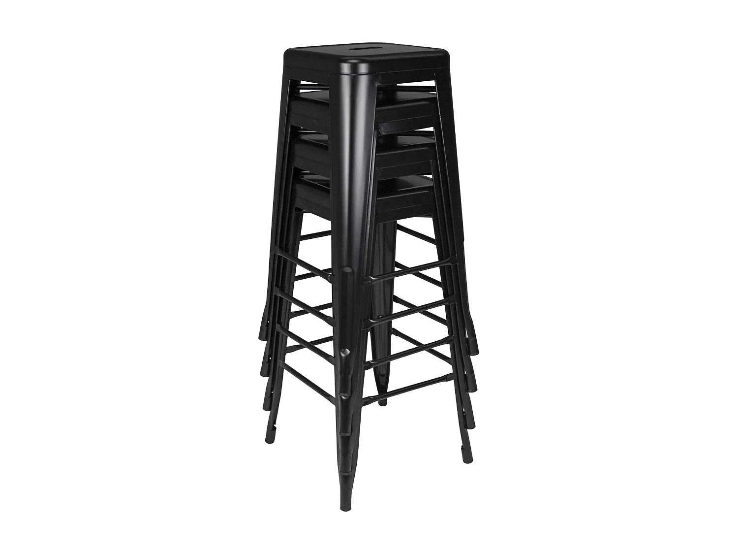 Sgabello bar cucina impilabile, sgabello industriale in metallo nero mod. Maggie