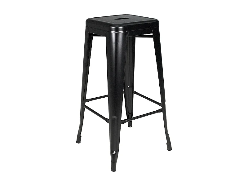 Sgabello bar cucina impilabile, sgabello industriale in metallo nero mod. Maggie