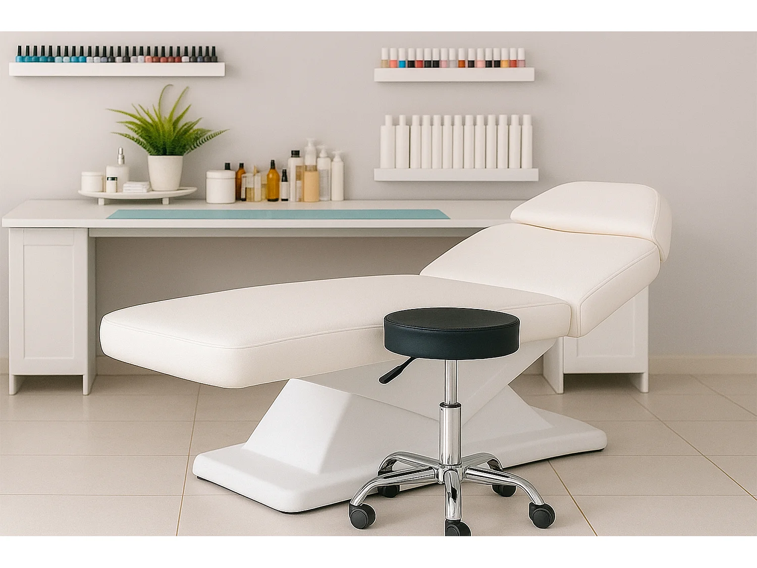 Sgabello professionale estetista in ecopelle, sgabello da ufficio mod. Alvin