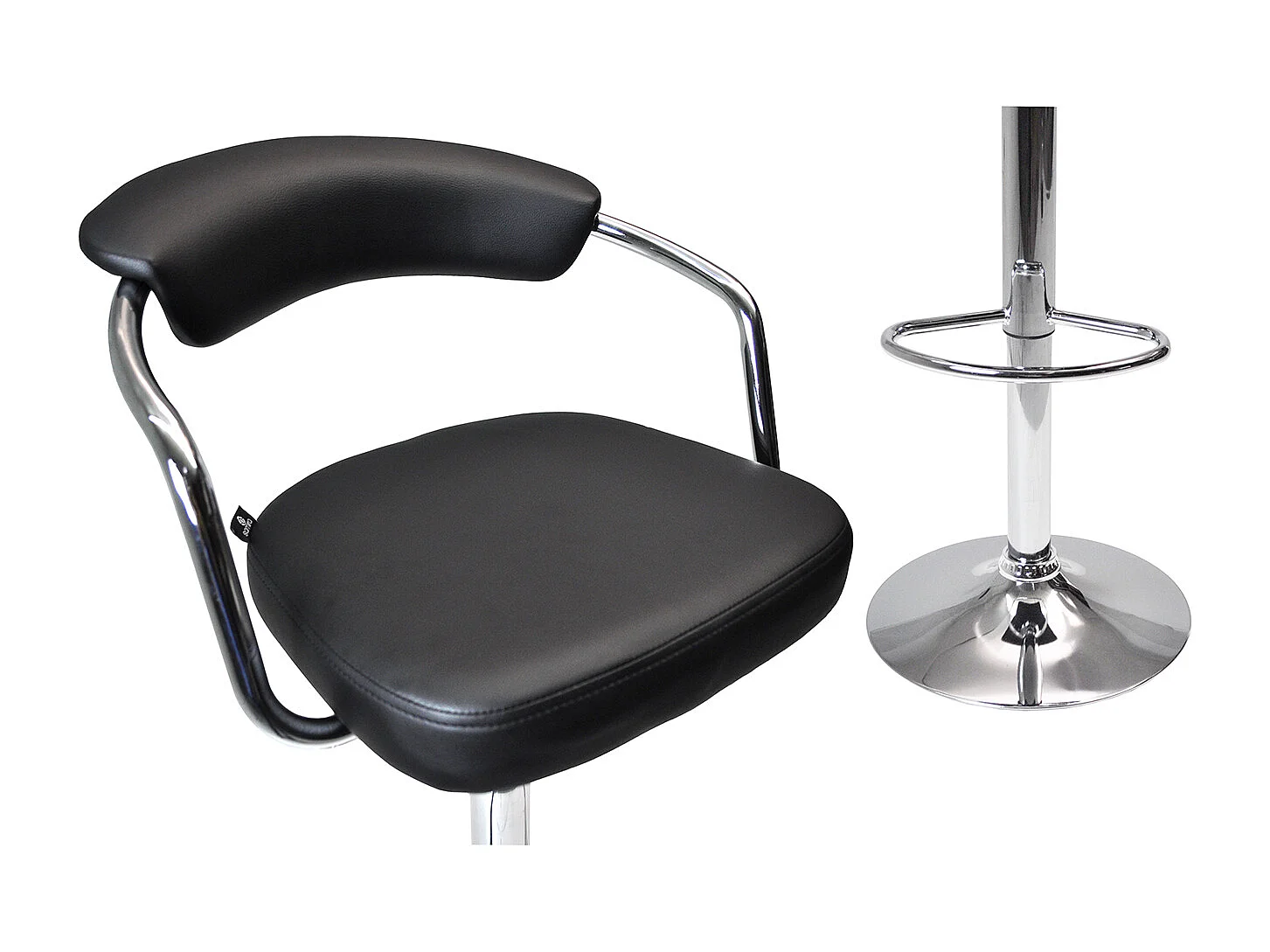 Sgabello da bar cucina con schienale e braccioli regolabile girevole mod.Nuoro in ecopelle nero