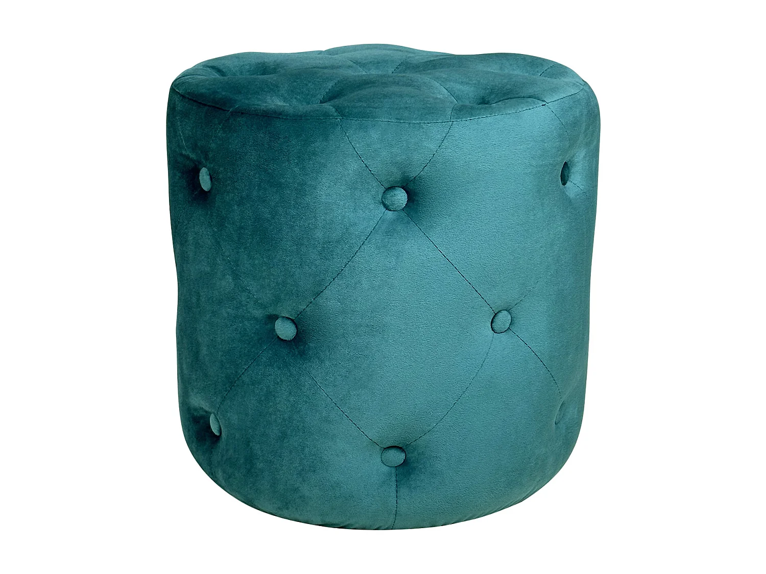 Pouf in velluto capitonné verde petrolio, poggiapiedi mod. Honey