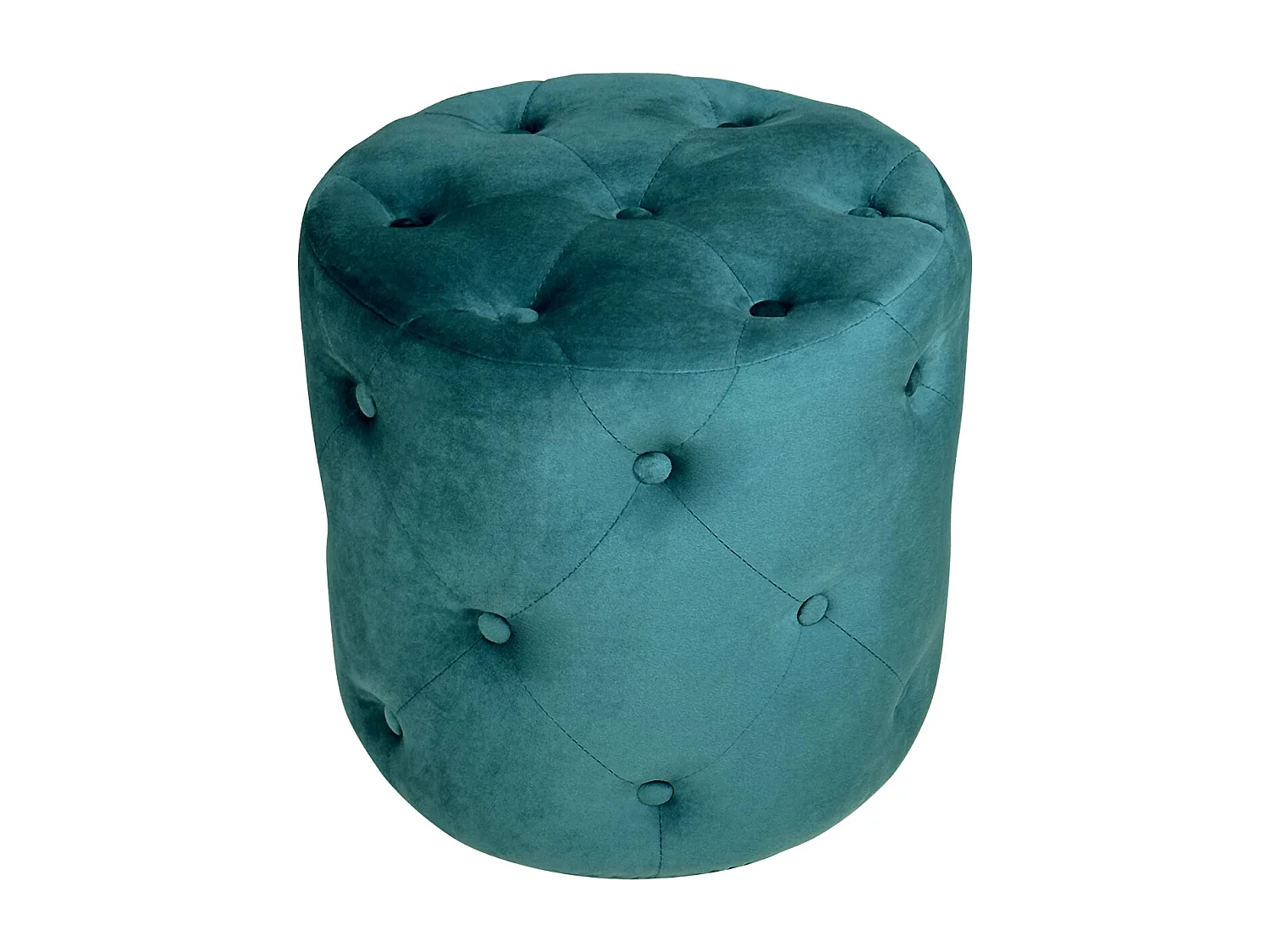 Pouf in velluto capitonné verde petrolio, poggiapiedi mod. Honey