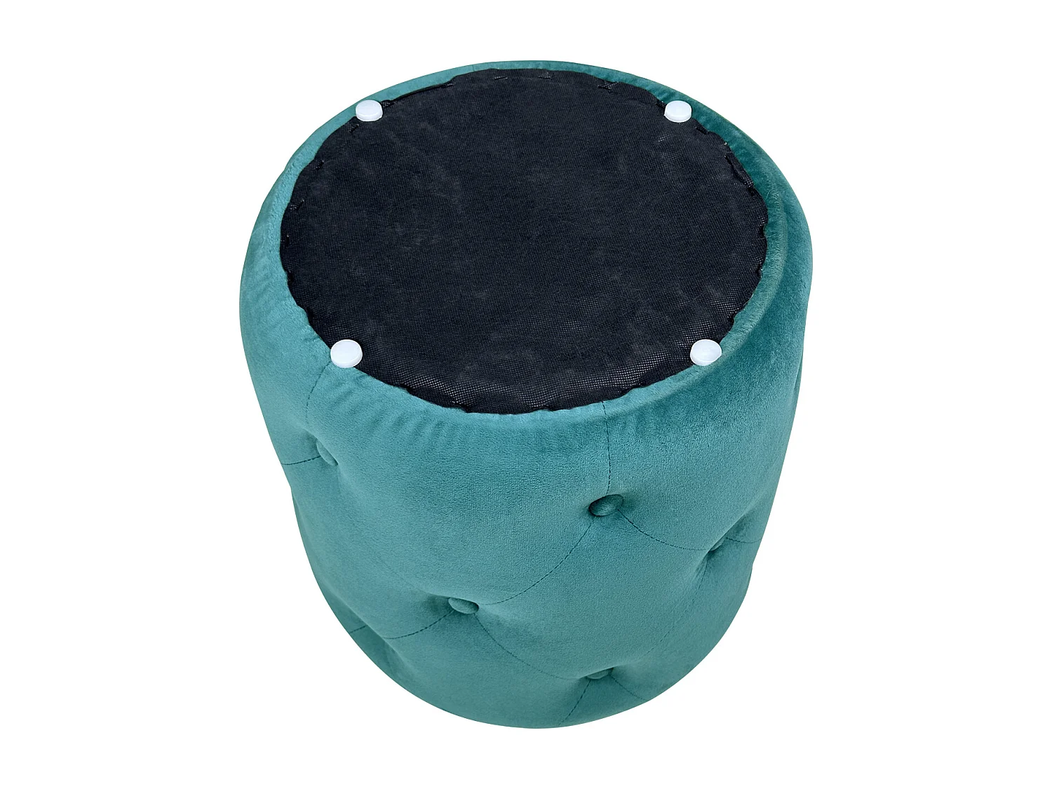 Pouf in velluto capitonné verde petrolio, poggiapiedi mod. Honey