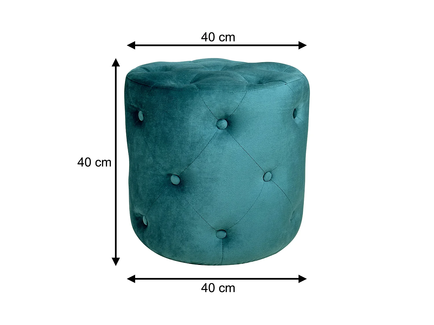 Pouf in velluto capitonné verde petrolio, poggiapiedi mod. Honey