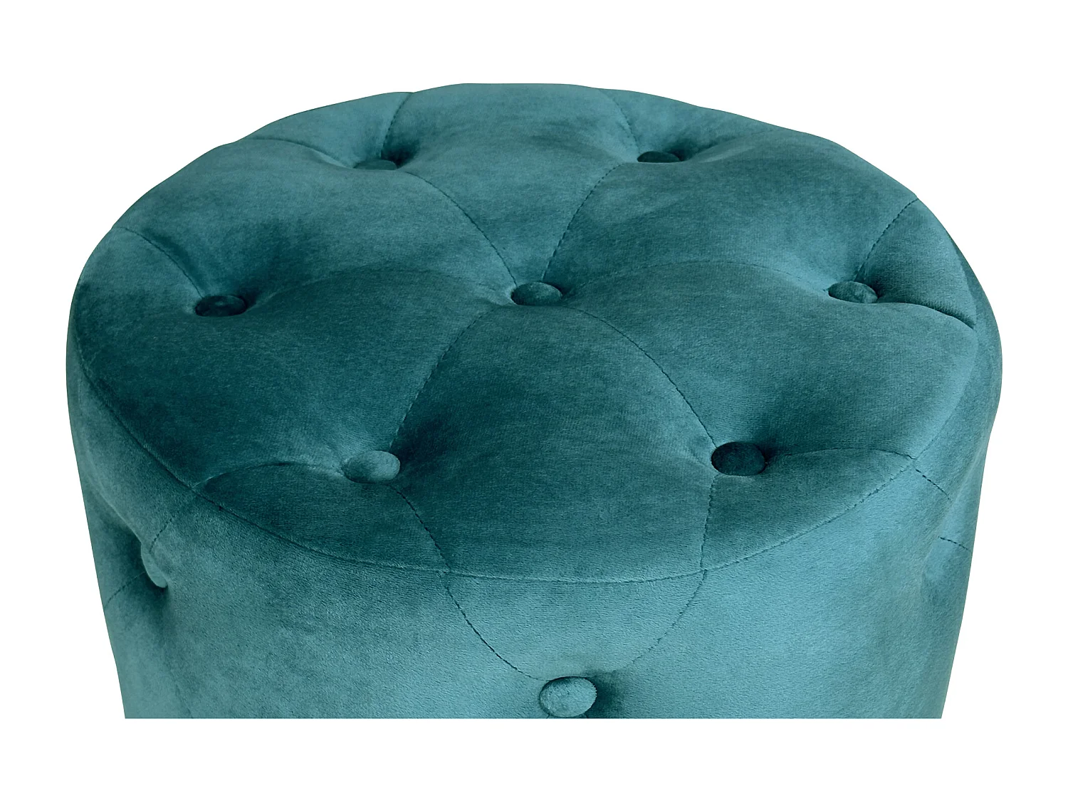 Pouf in velluto capitonné verde petrolio, poggiapiedi mod. Honey