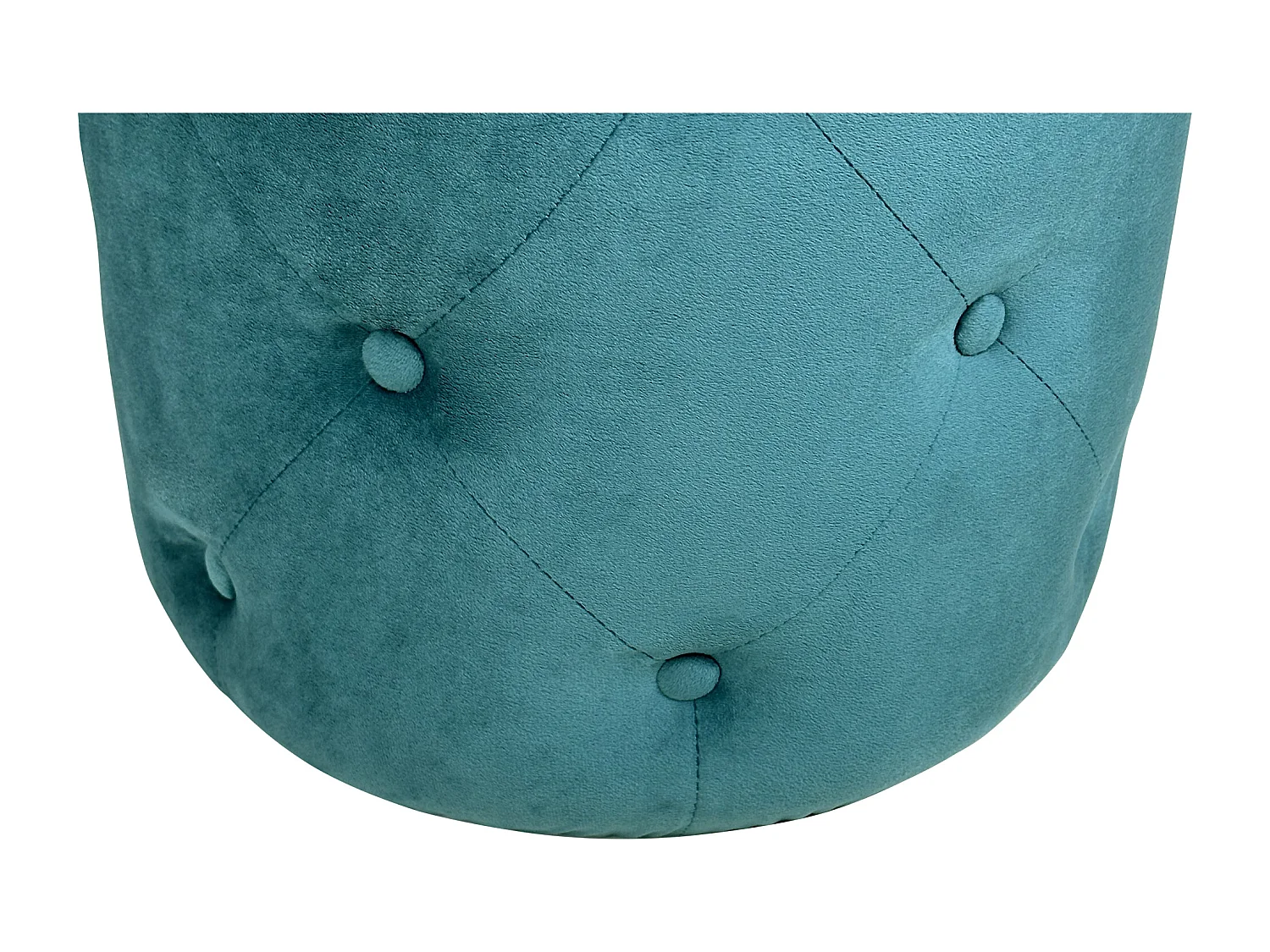 Pouf in velluto capitonné verde petrolio, poggiapiedi mod. Honey