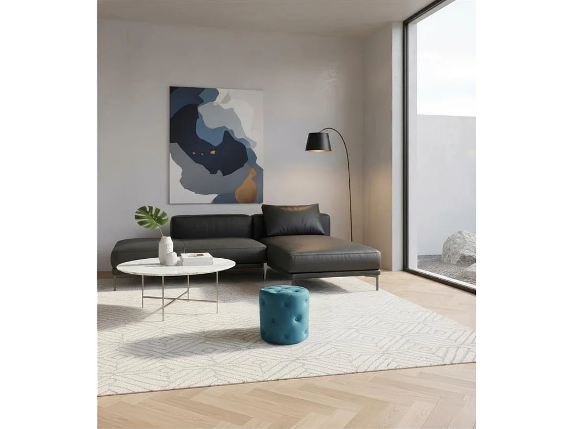 Pouf in velluto capitonné verde petrolio, poggiapiedi mod. Honey