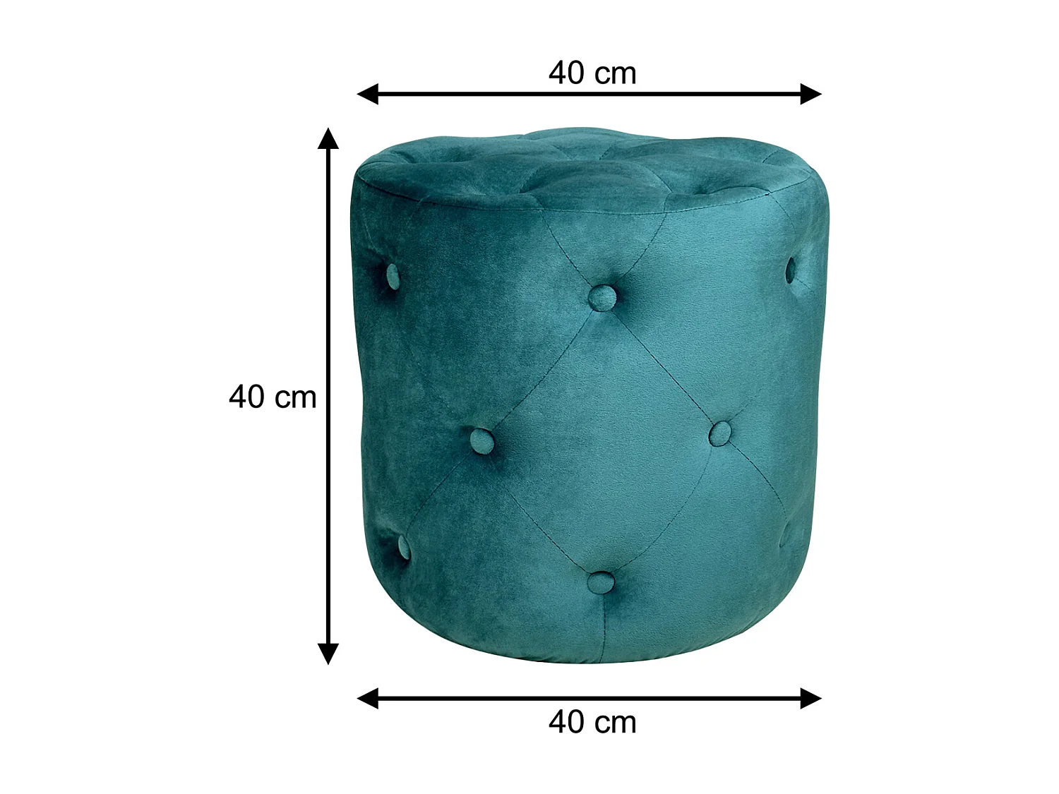 Pouf in velluto capitonné verde petrolio, poggiapiedi mod. Honey