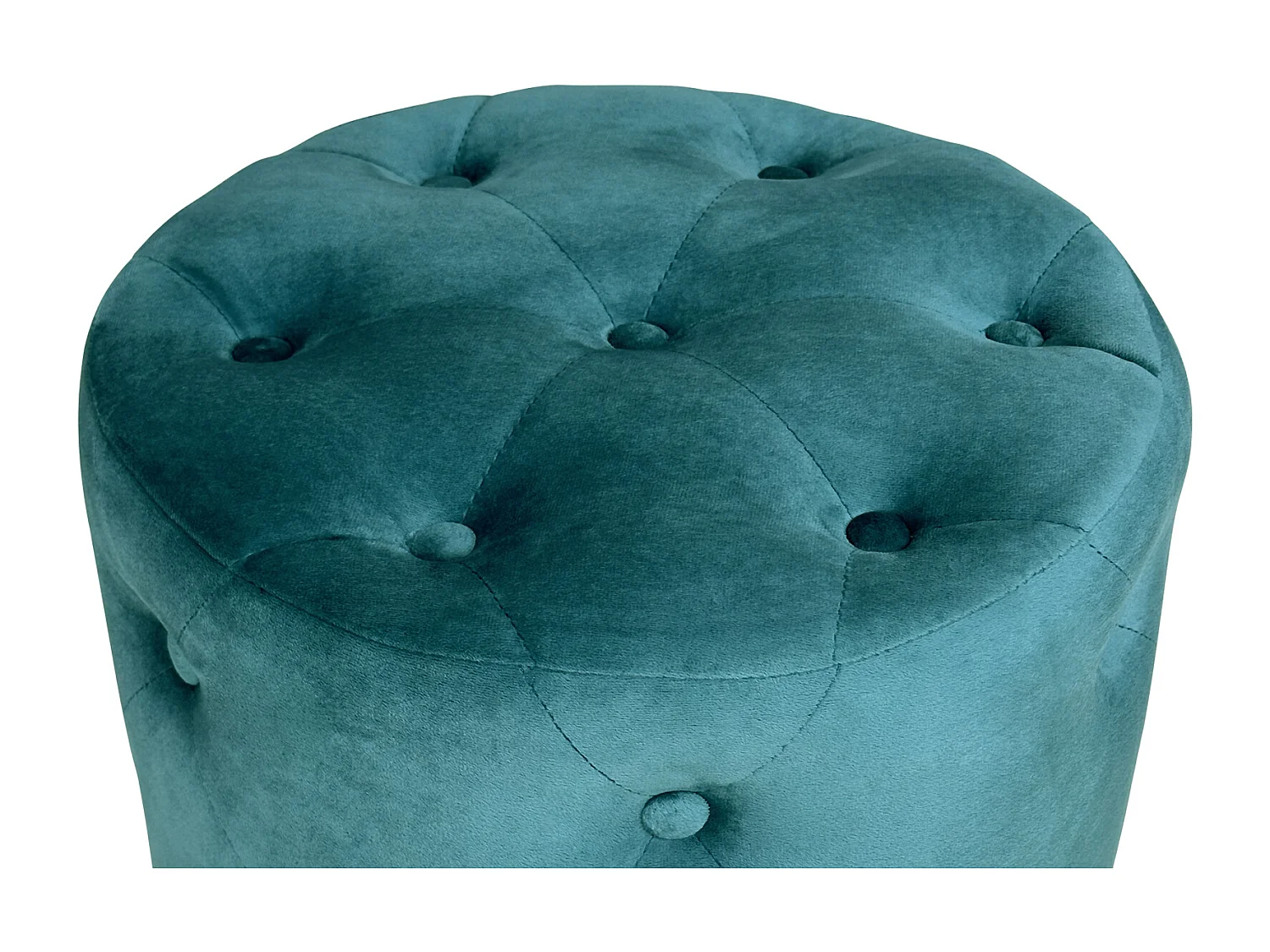 Pouf in velluto capitonné verde petrolio, poggiapiedi mod. Honey