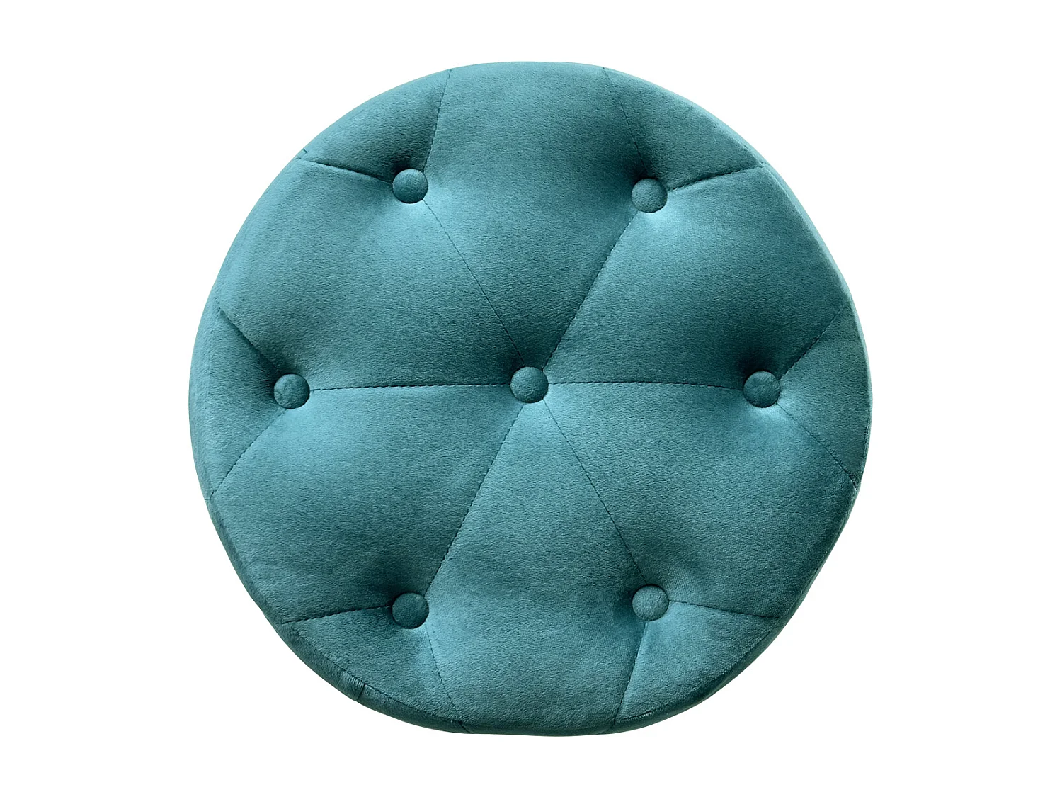 Pouf in velluto capitonné verde petrolio, poggiapiedi mod. Honey