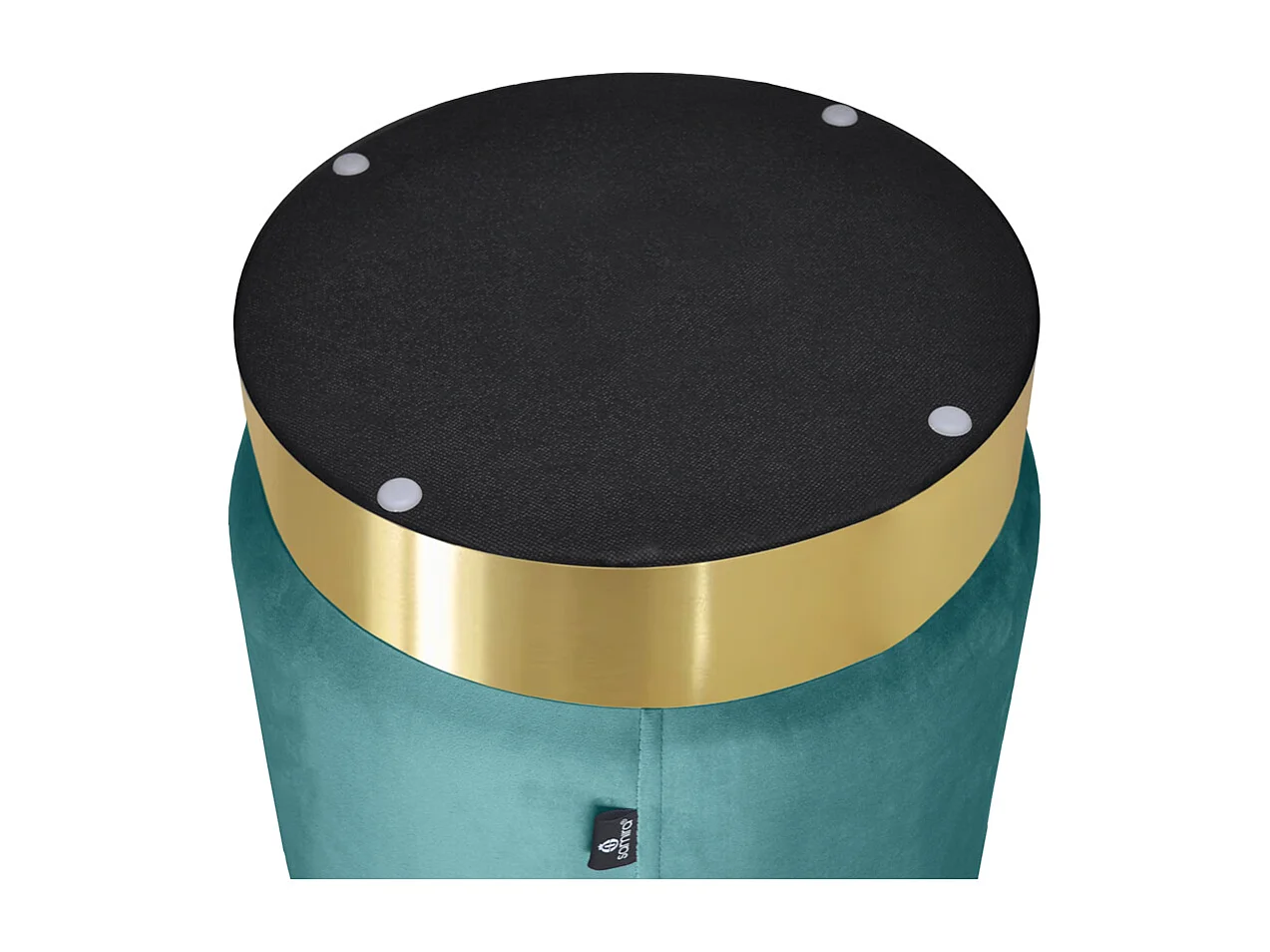 Pouf in velluto verde petrolio, poggiapiedi mod. Zivago