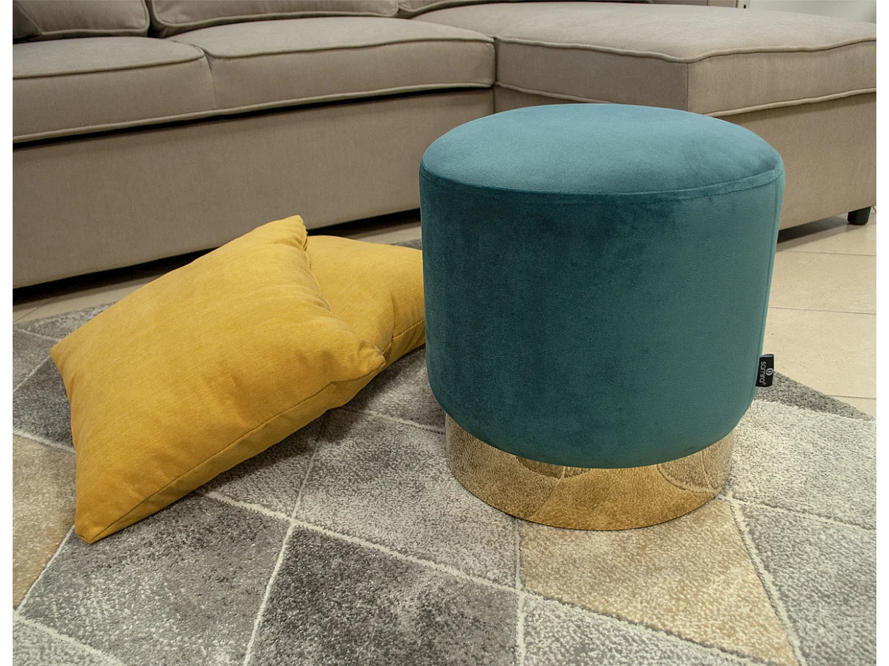 Pouf in velluto verde petrolio, poggiapiedi mod. Zivago