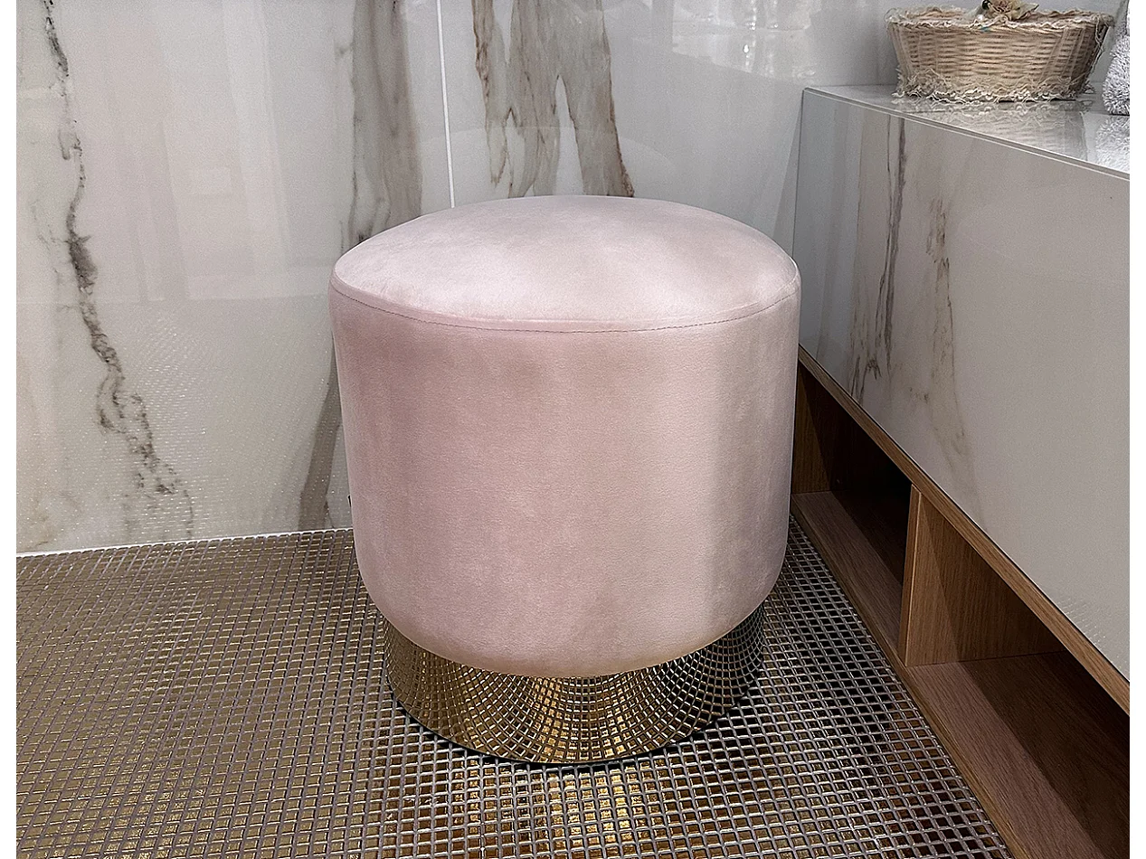 Pouf in velluto rosa, poggiapiedi mod. Zivago