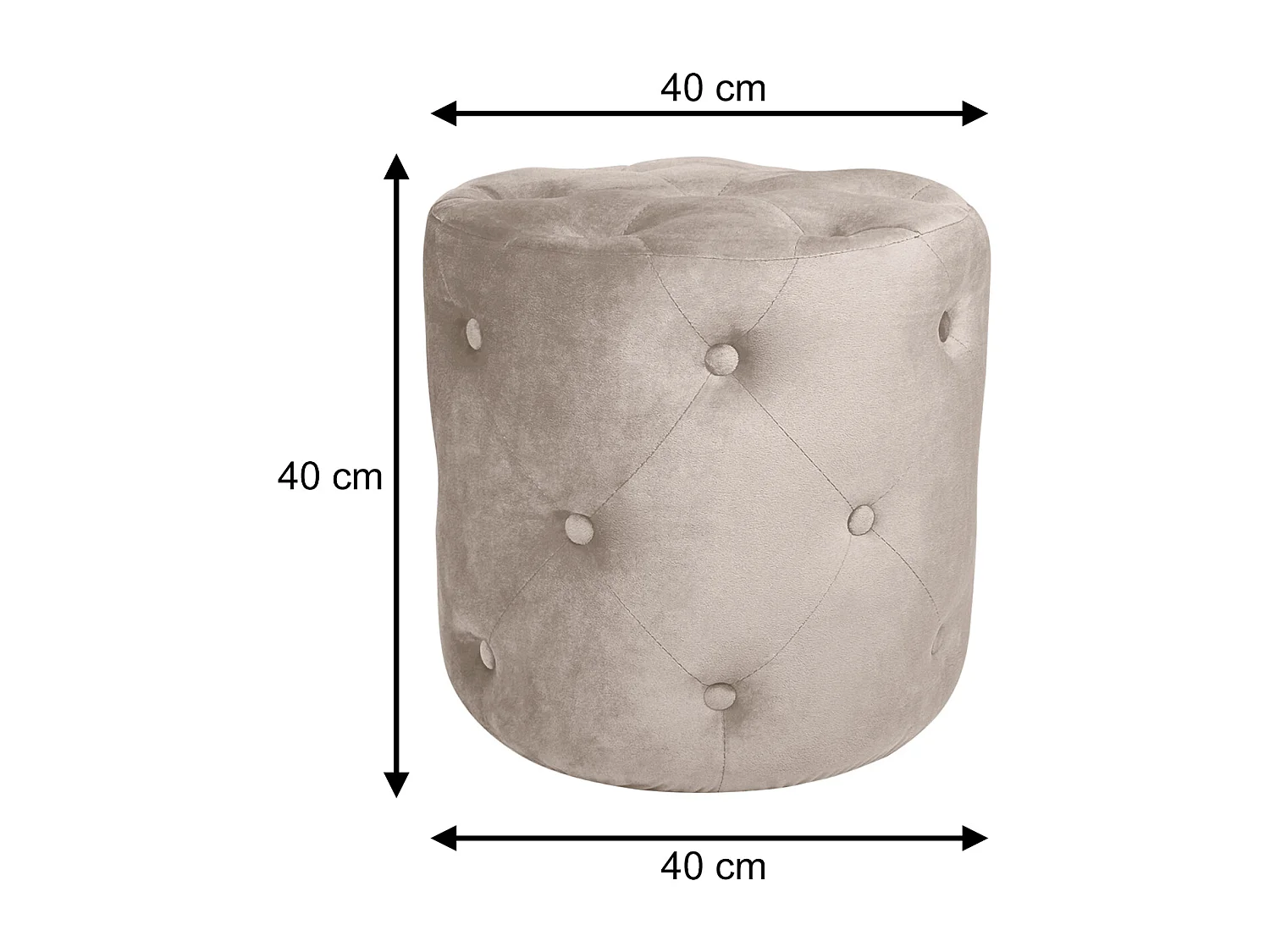 Pouf in velluto capitonné tortora, poggiapiedi mod. Honey