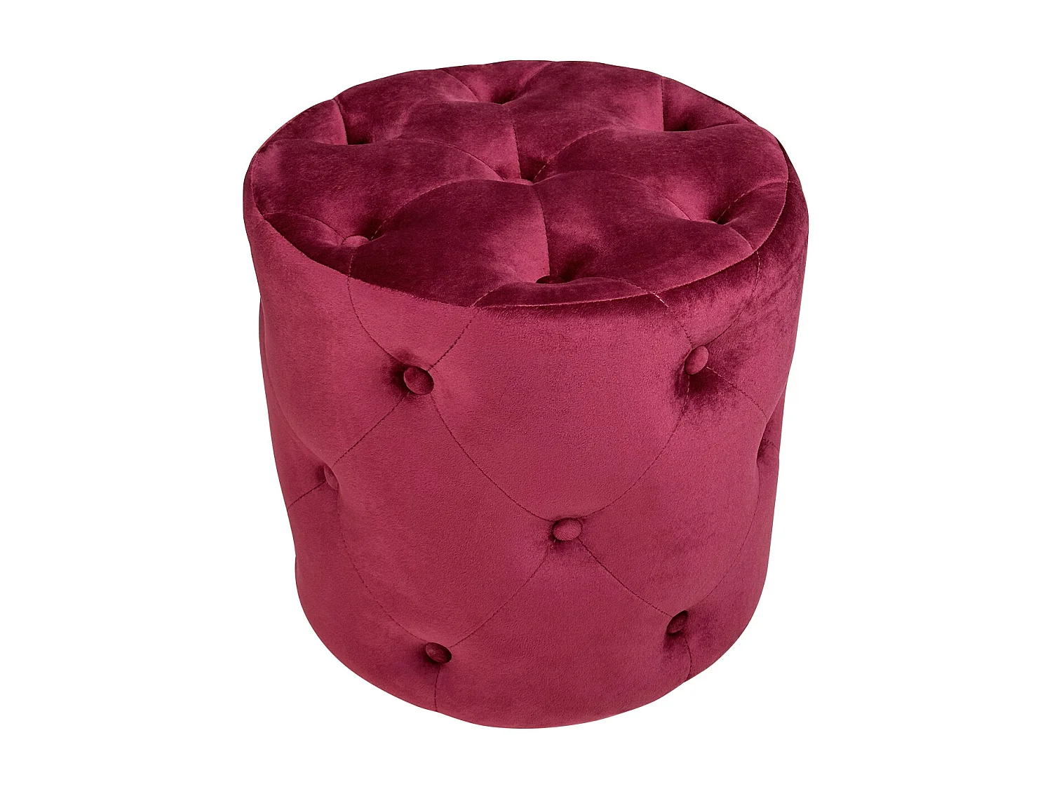 Pouf in velluto capitonné bordeaux, poggiapiedi mod. Honey