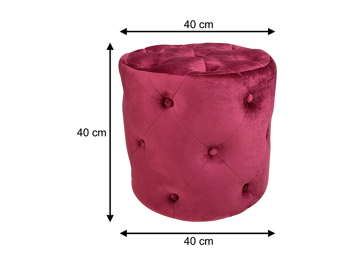 Pouf in velluto capitonné bordeaux, poggiapiedi mod. Honey