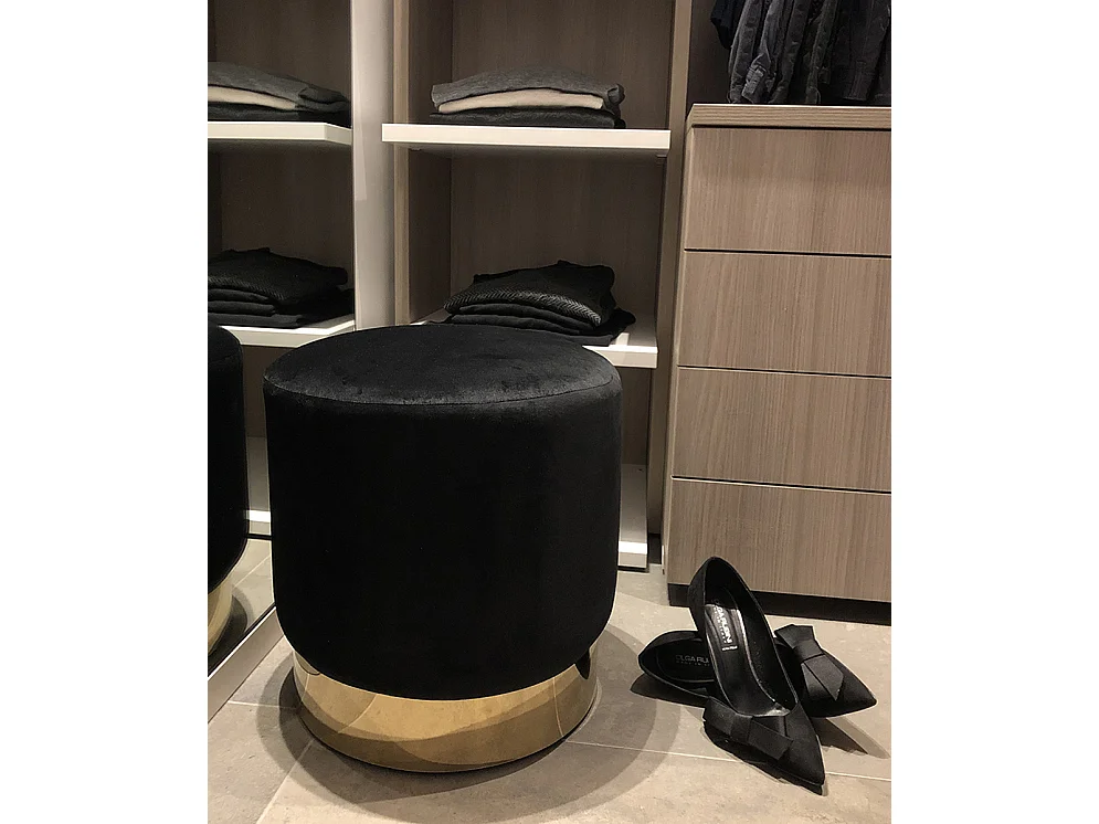 Pouf in velluto nero, poggiapiedi mod. Zivago