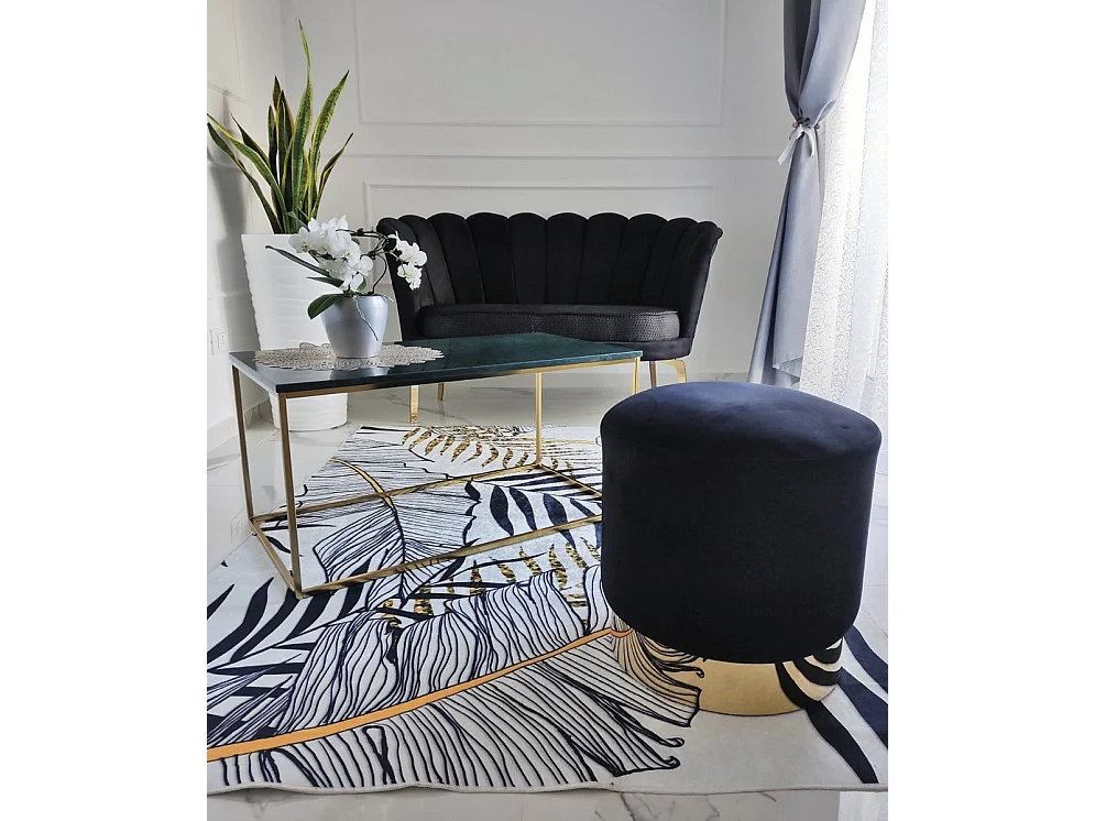 Pouf in velluto nero, poggiapiedi mod. Zivago