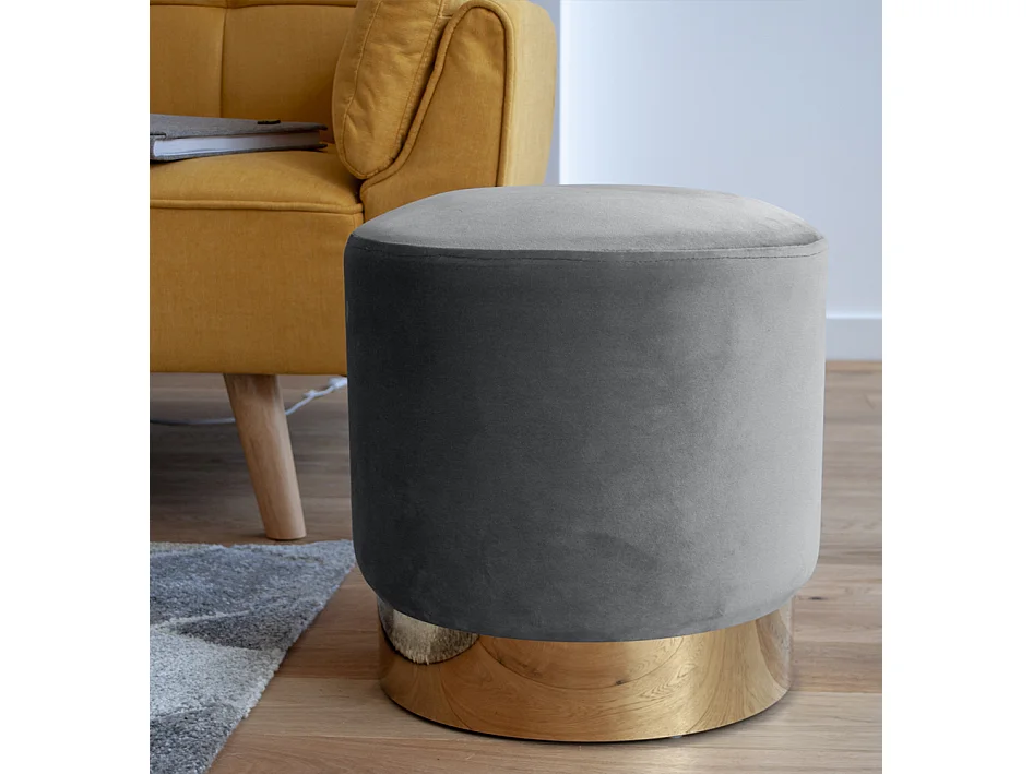 Pouf in velluto grigio, poggiapiedi mod. Zivago