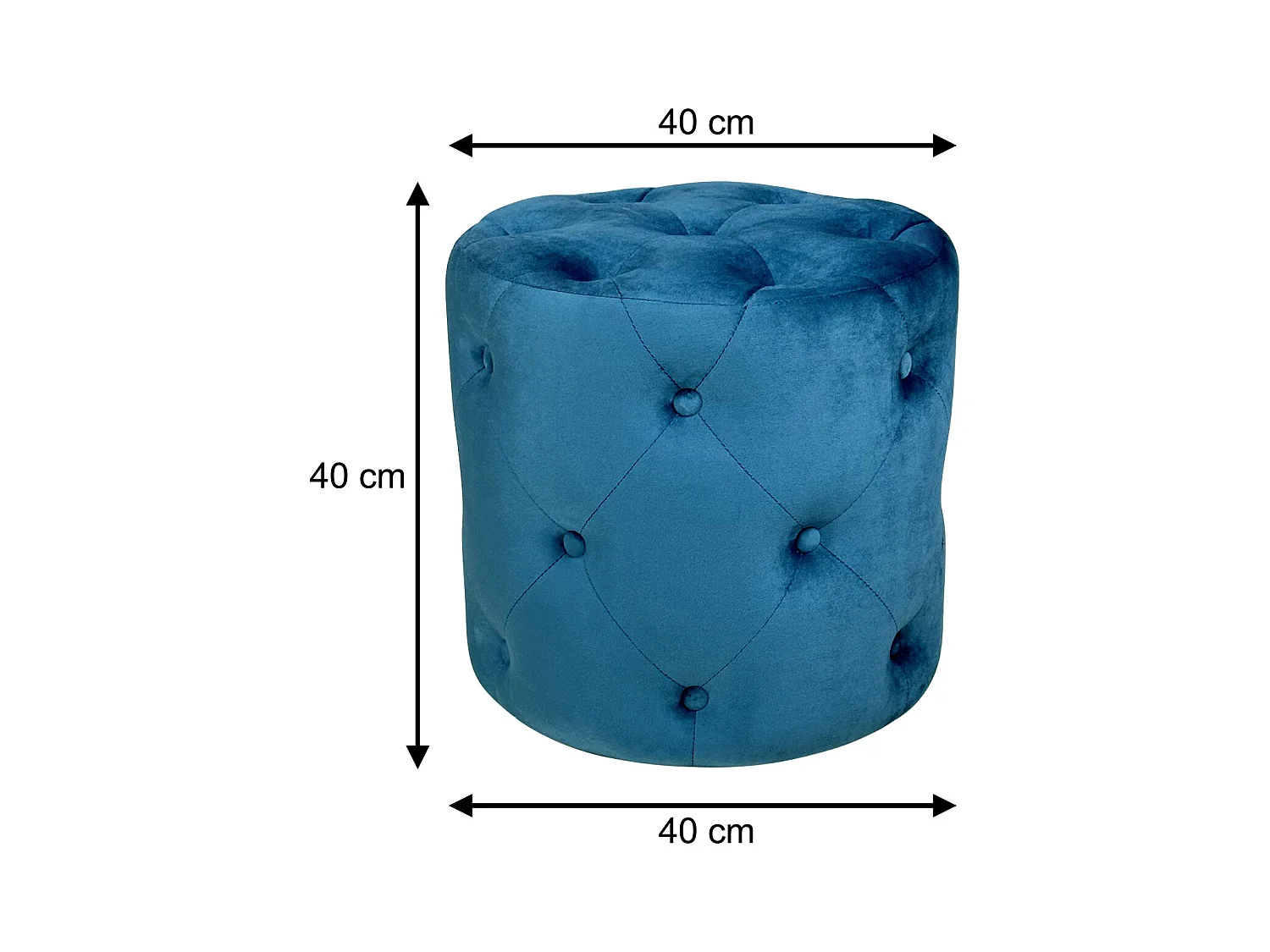 Pouf in velluto capitonné blu petrolio, poggiapiedi mod. Honey