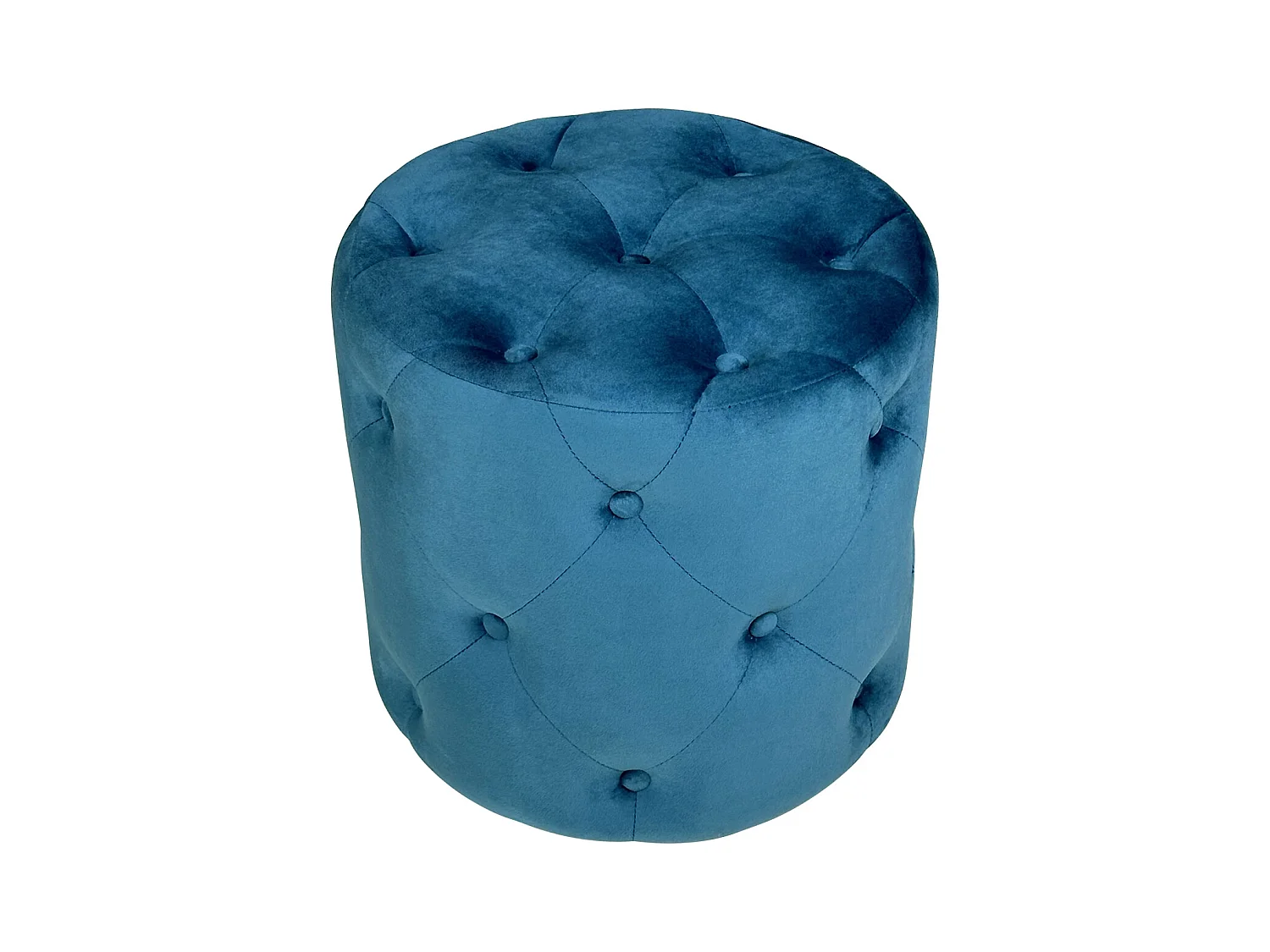 Pouf in velluto capitonné blu petrolio, poggiapiedi mod. Honey