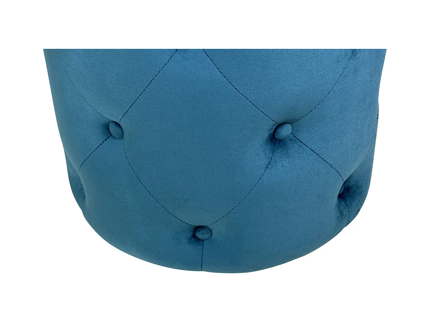 Pouf in velluto capitonné blu petrolio, poggiapiedi mod. Honey